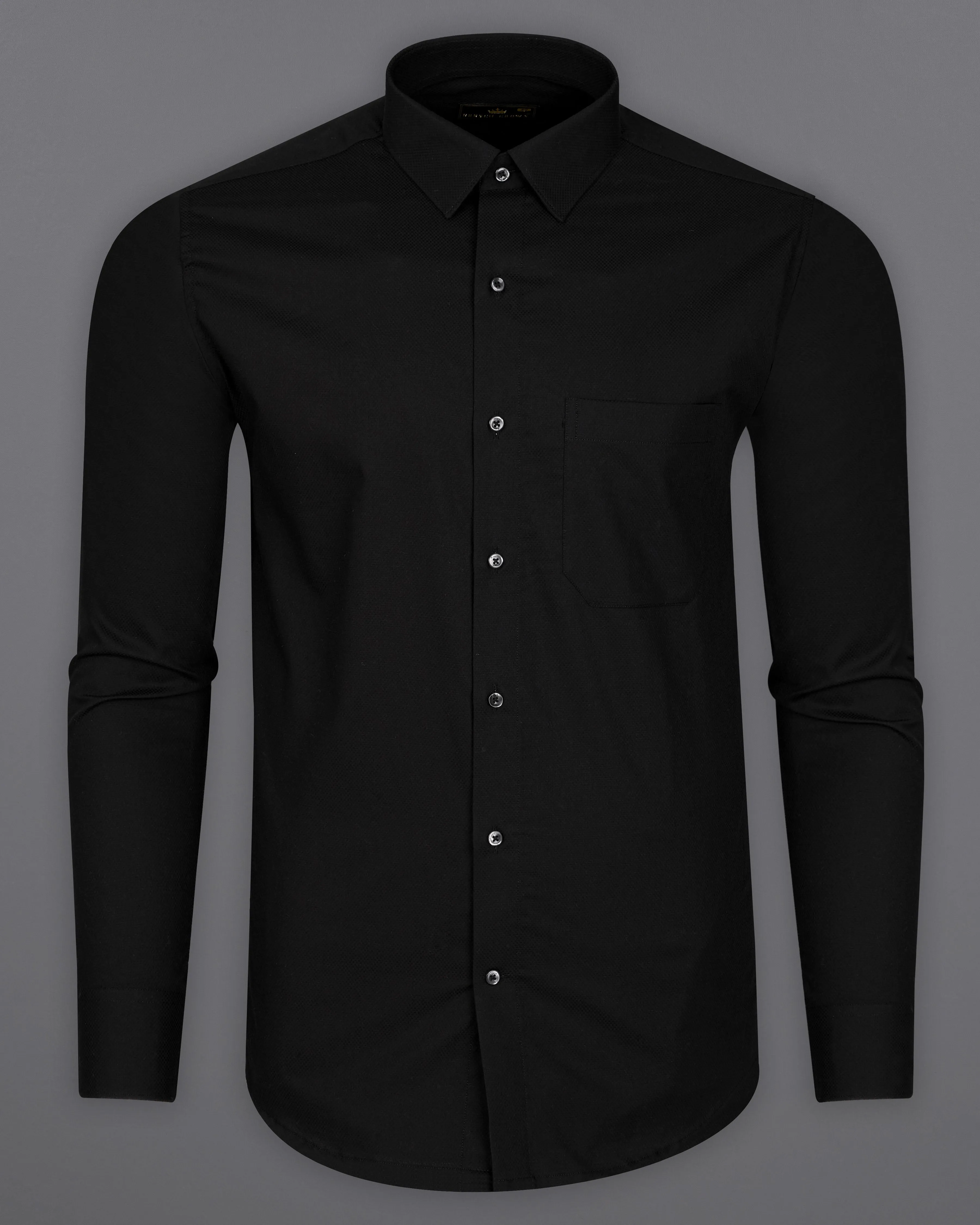 Jade Black Dobby Textured Premium Giza Cotton Shirt sold by French Crown product image thumbnail 5