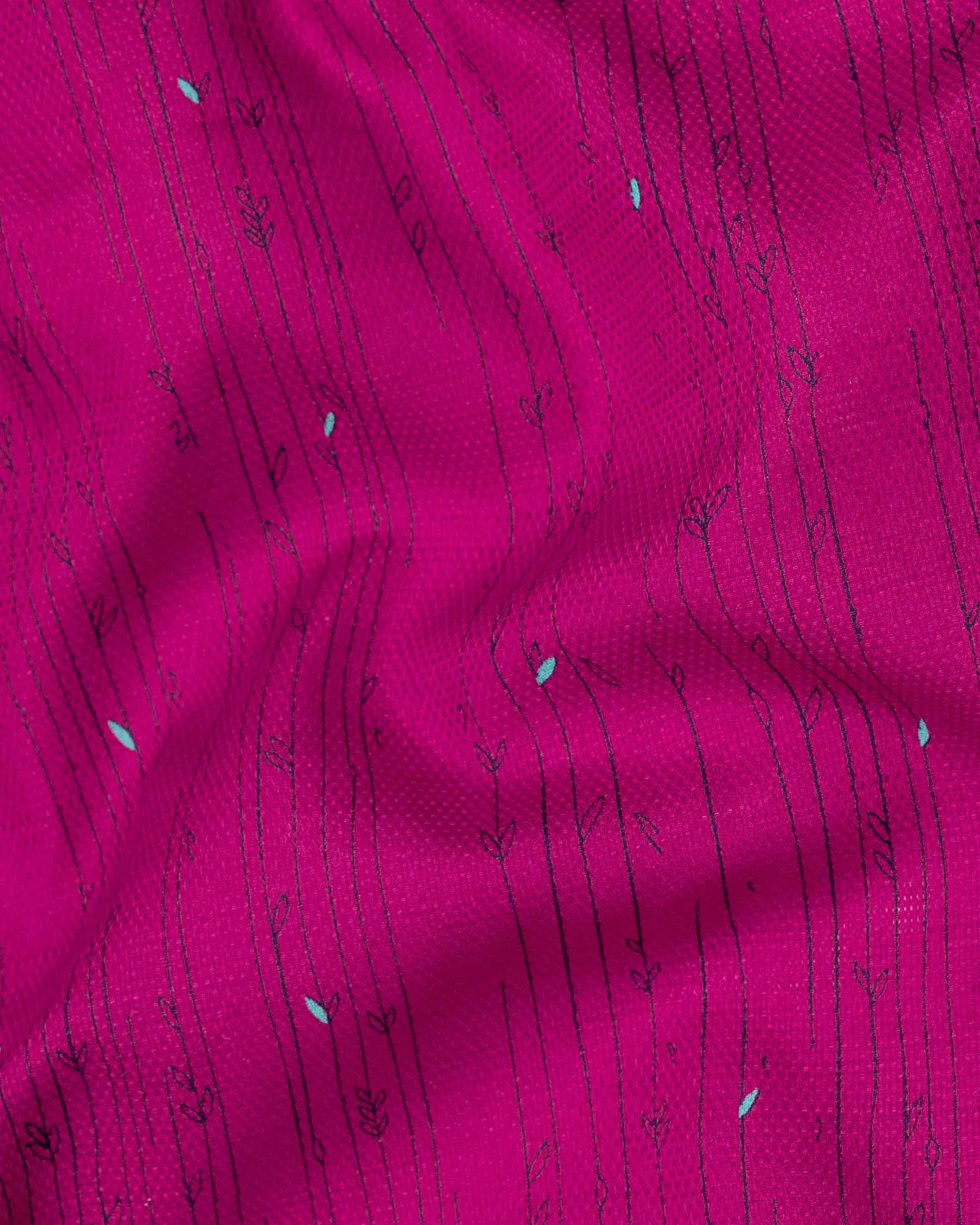 Hot pink Striped and printed Dobby Textured Premium Giza Cotton Shirt sold by French Crown product image thumbnail 2