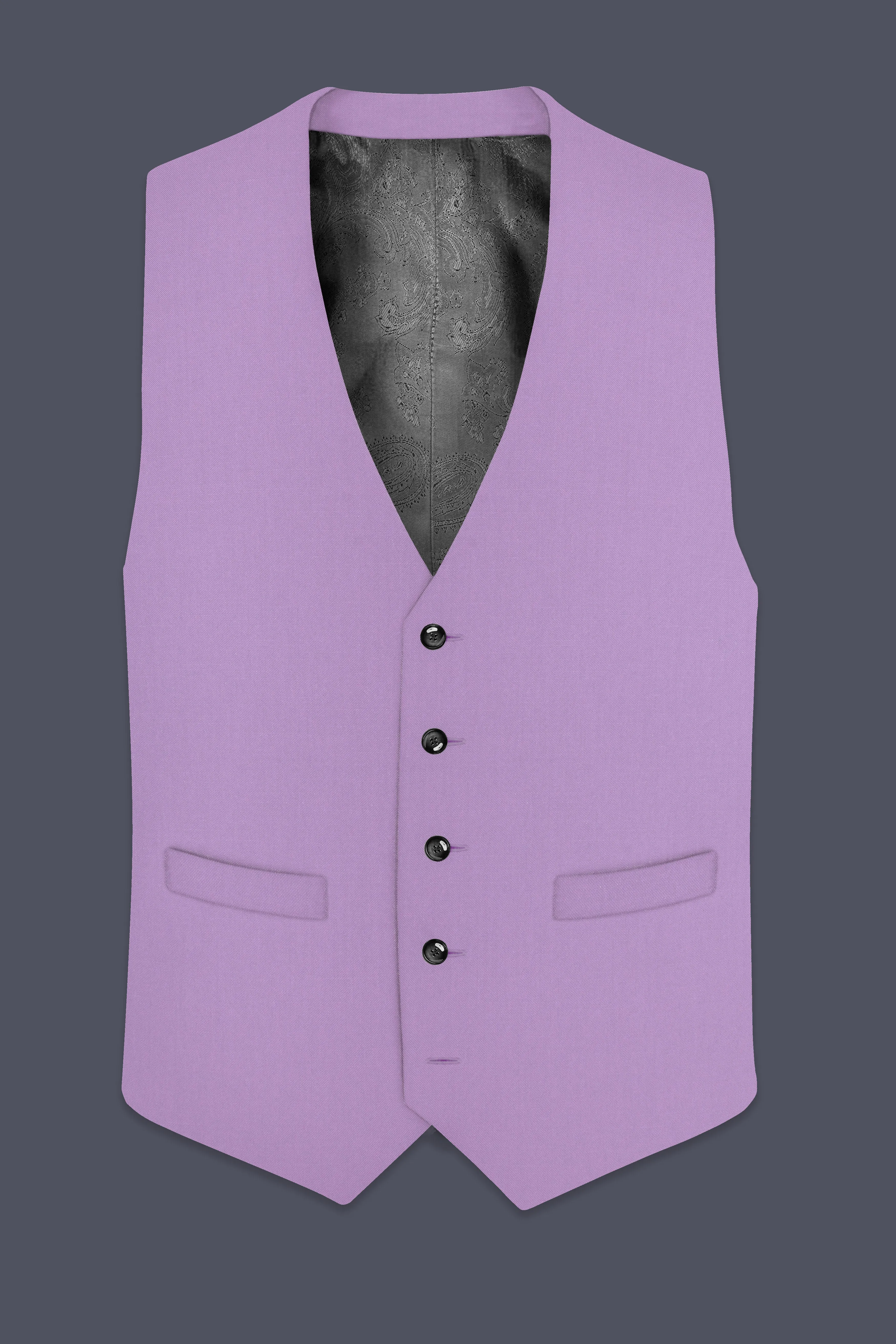 Roylen-Mountbatten Purple Wool Rich Slight Stretch Waistcoat sold by French Crown product image thumbnail 2