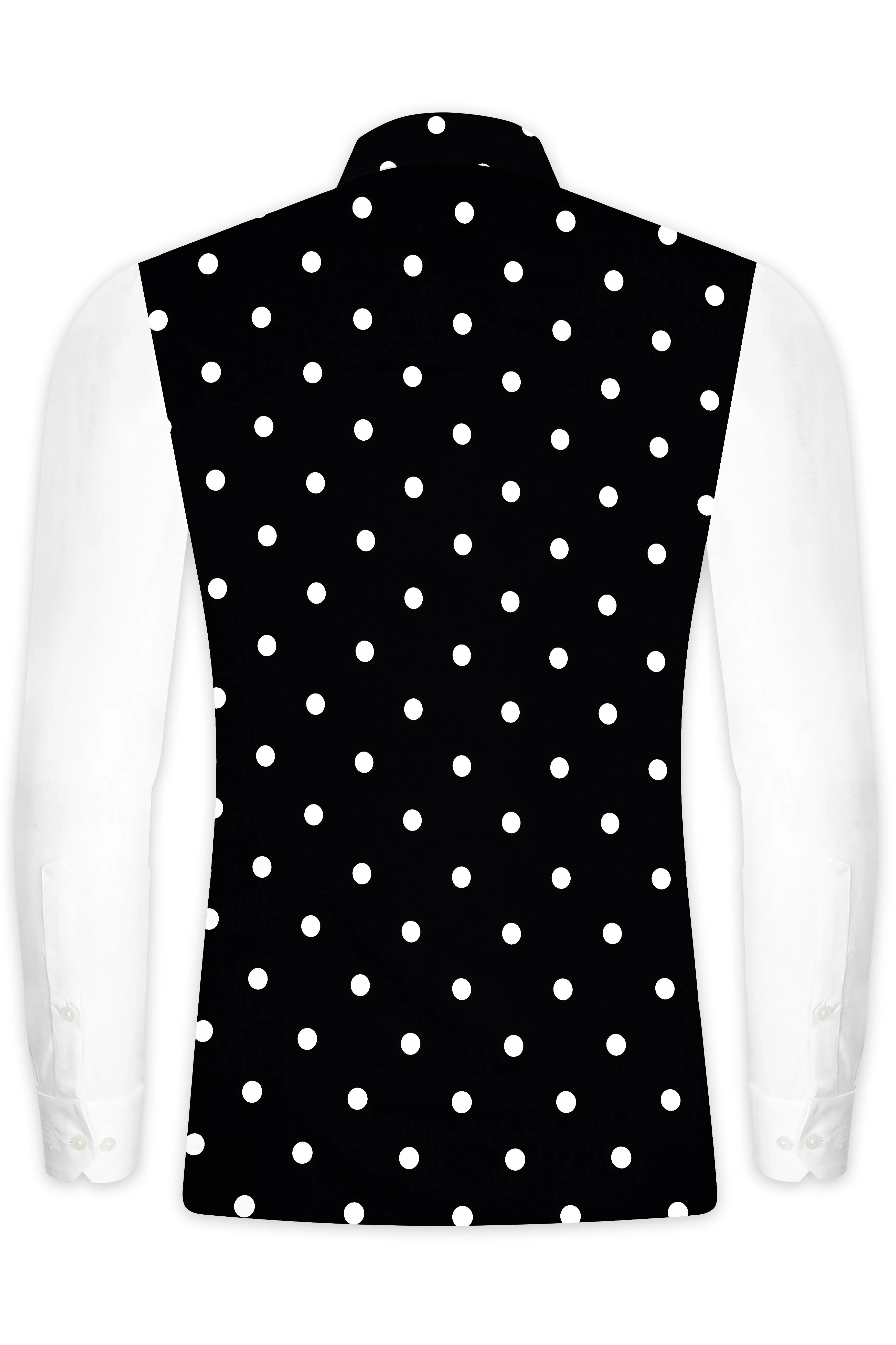 Noirdot-Jade Black Polka Dots Premium Cotton Nehru Jacket sold by French Crown product image thumbnail 4