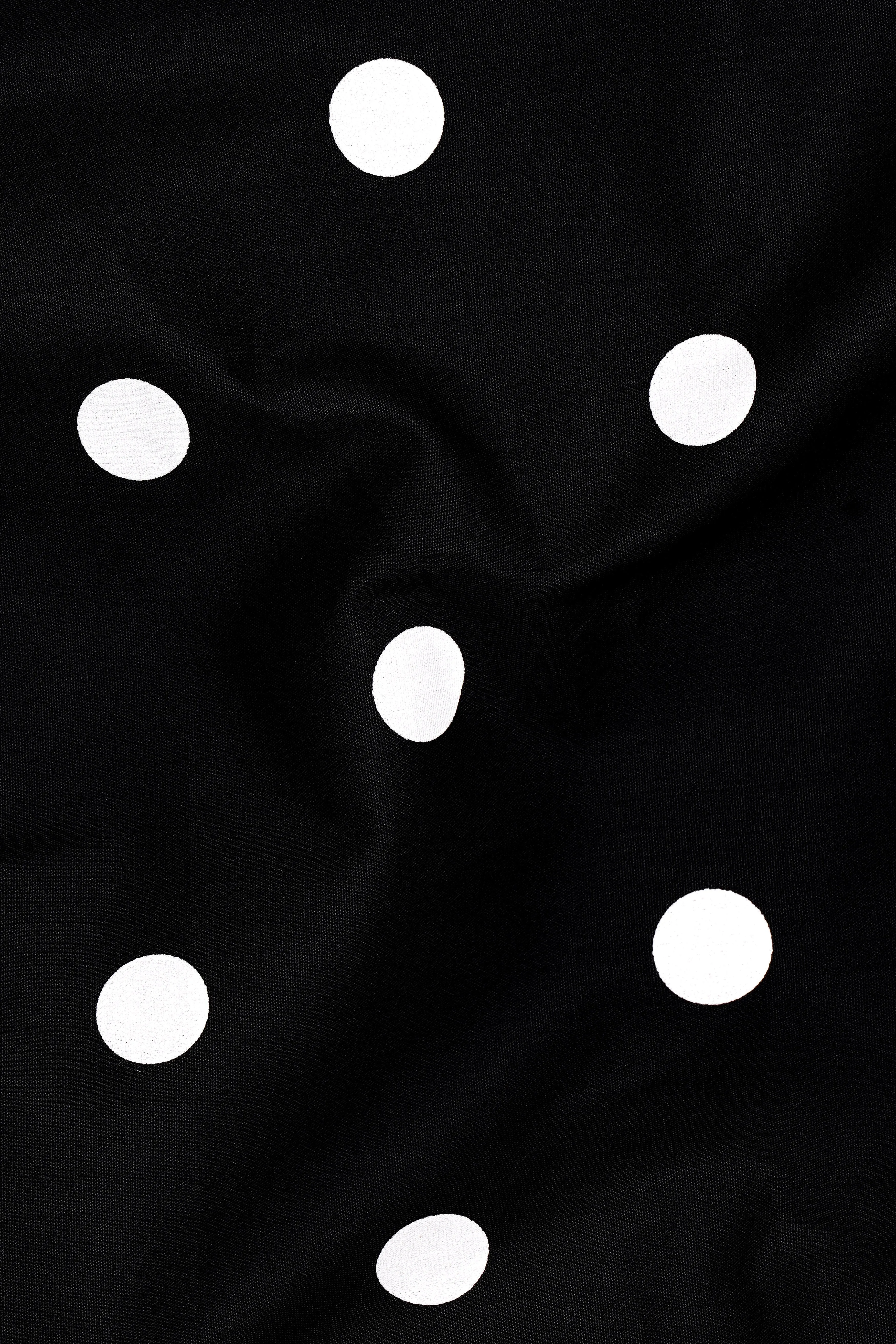 Noirdot-Jade Black Polka Dots Printed Premium Cotton Tuxedo Blazer sold by French Crown product image thumbnail 3