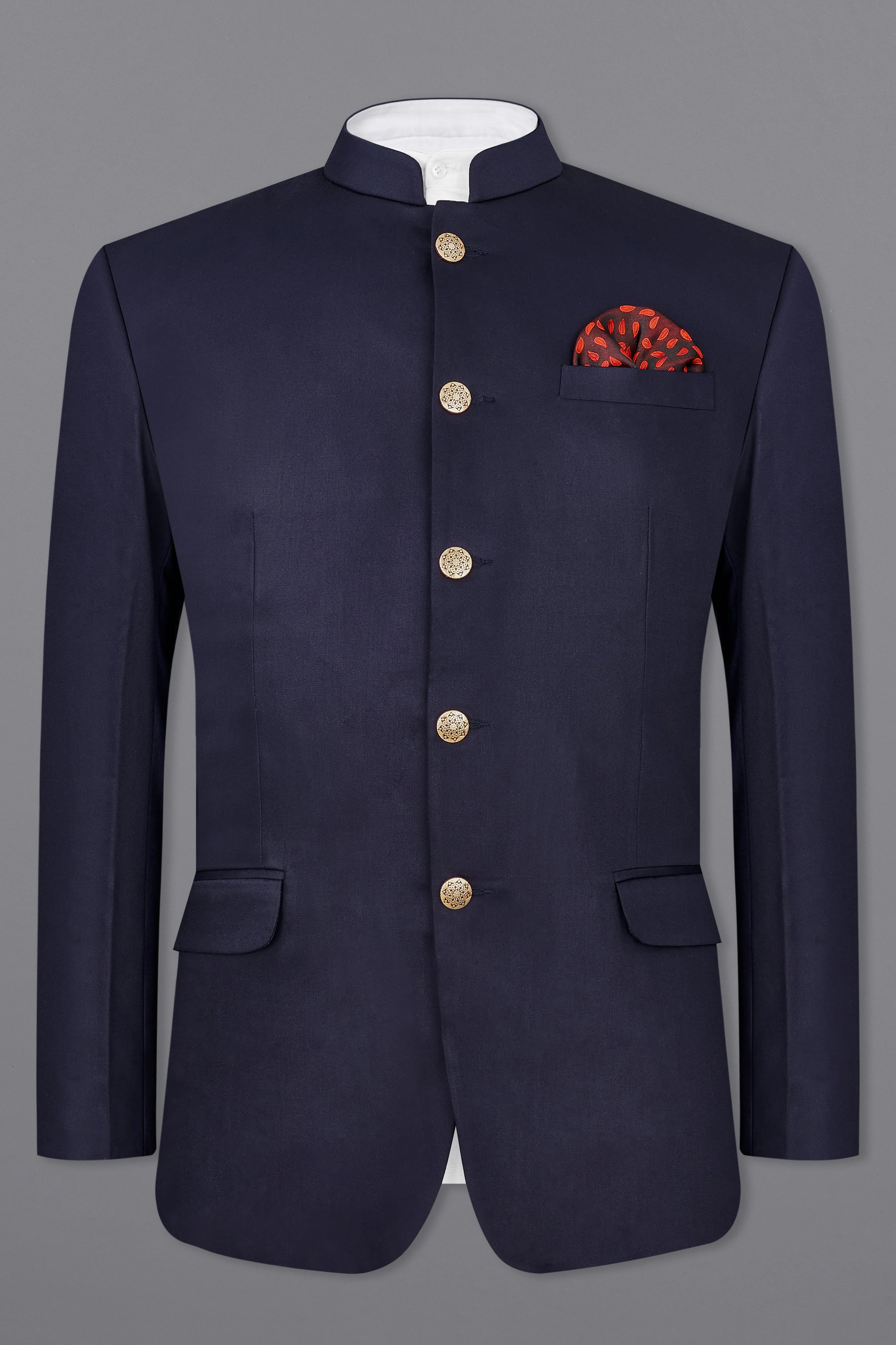 Blue Subtle Sheen Bandhgala Blazer sold by French Crown product image thumbnail 2