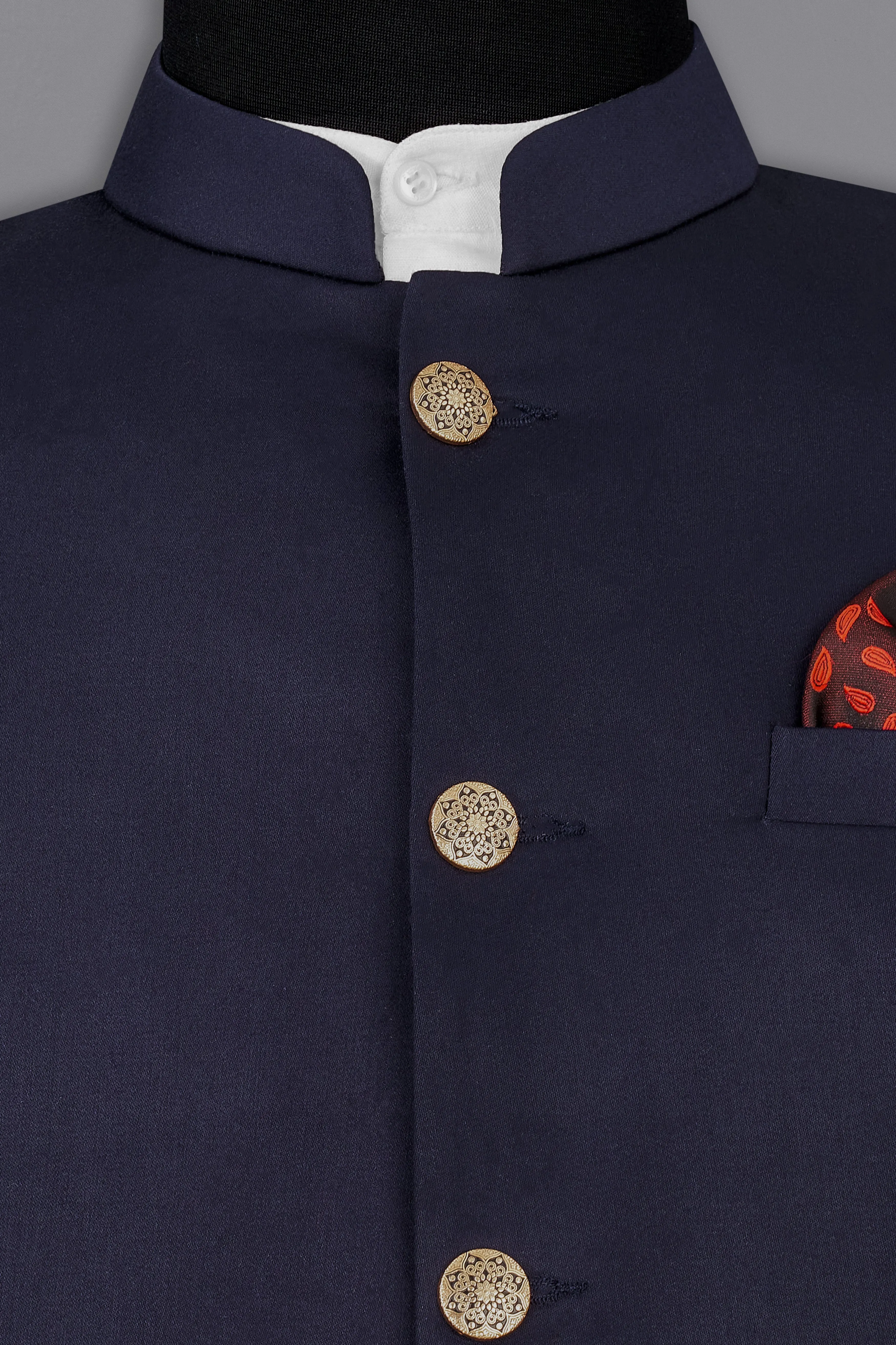 Blue Subtle Sheen Bandhgala Blazer sold by French Crown product image thumbnail 4
