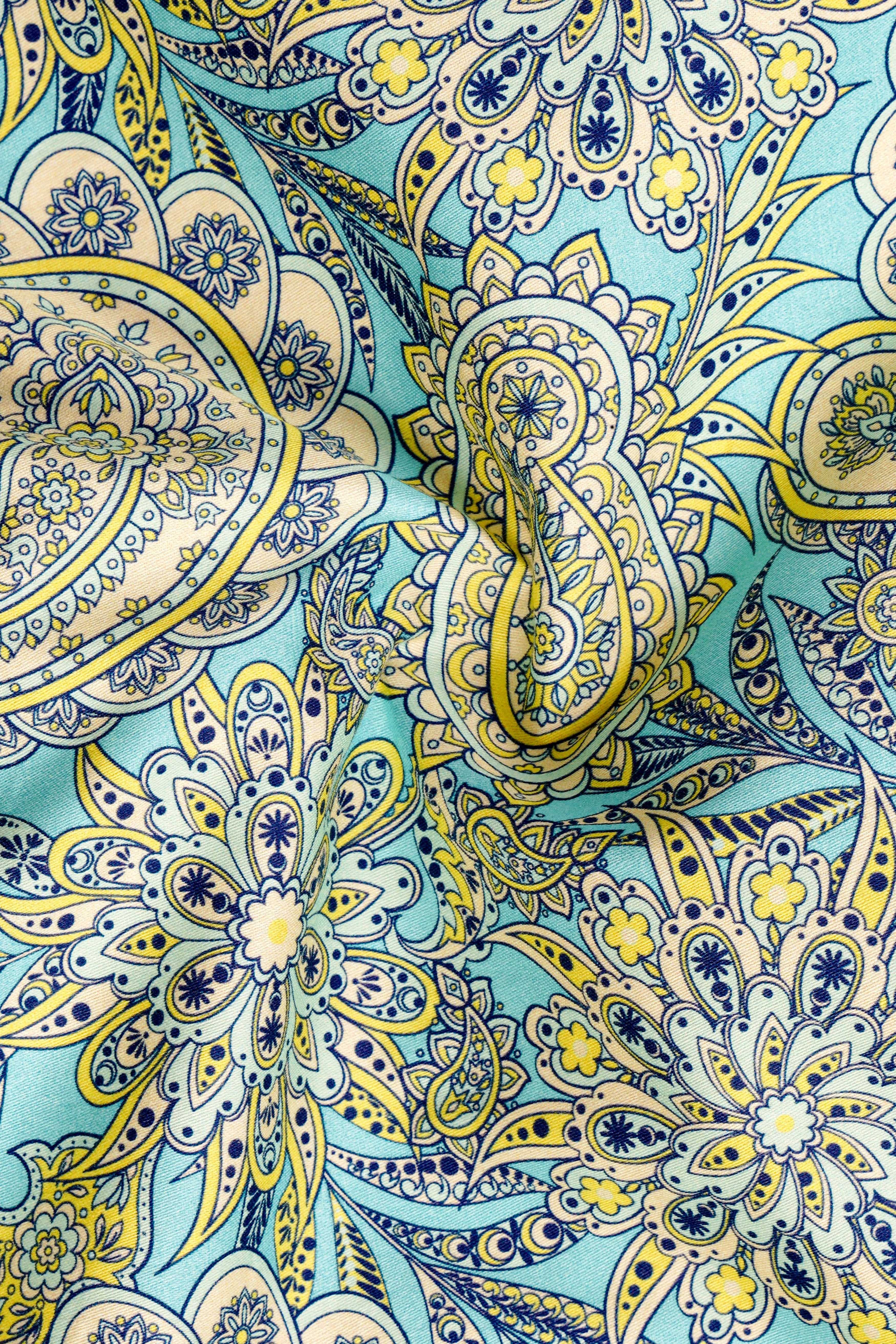 Mint Green with Tealish Blue Multicolor Printed Super Soft Premium Cotton Shirt sold by French Crown product image thumbnail 2