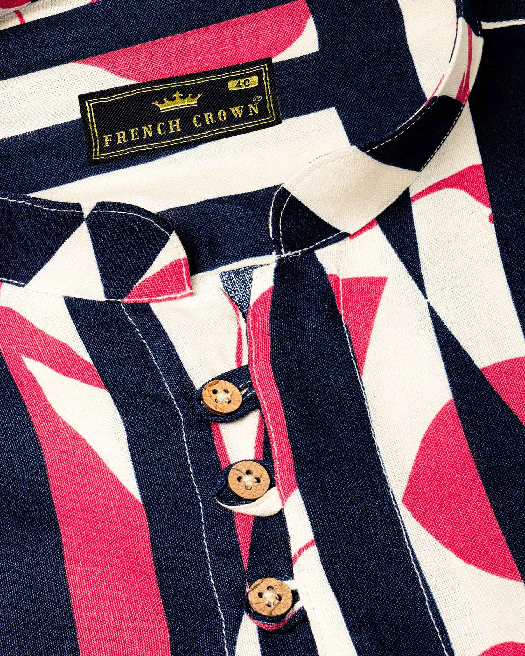 Merino with Cider Blue abstract Print Premium Tencel Kurta Shirt sold by French Crown product image thumbnail 3