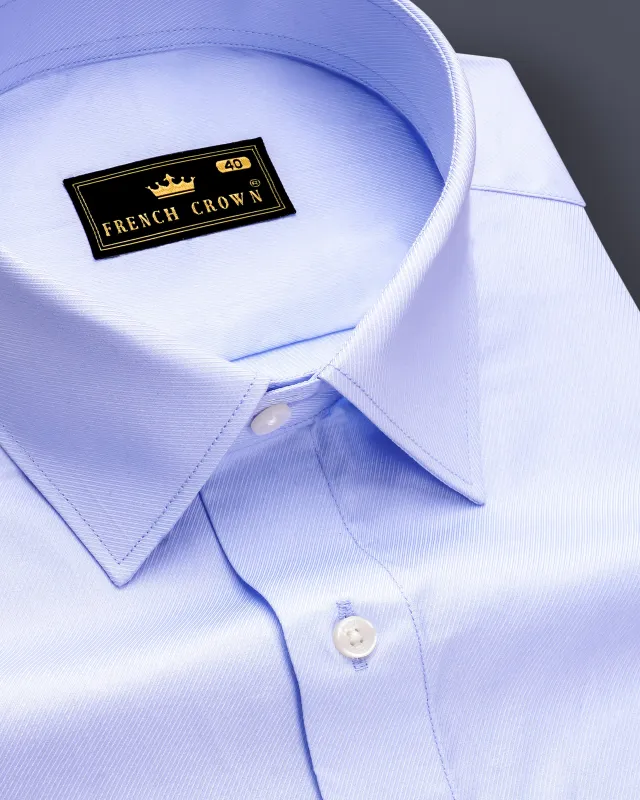 Bellune-Melrose Blue Dobby Textured Premium Giza Cotton Dress Shirt sold by French Crown