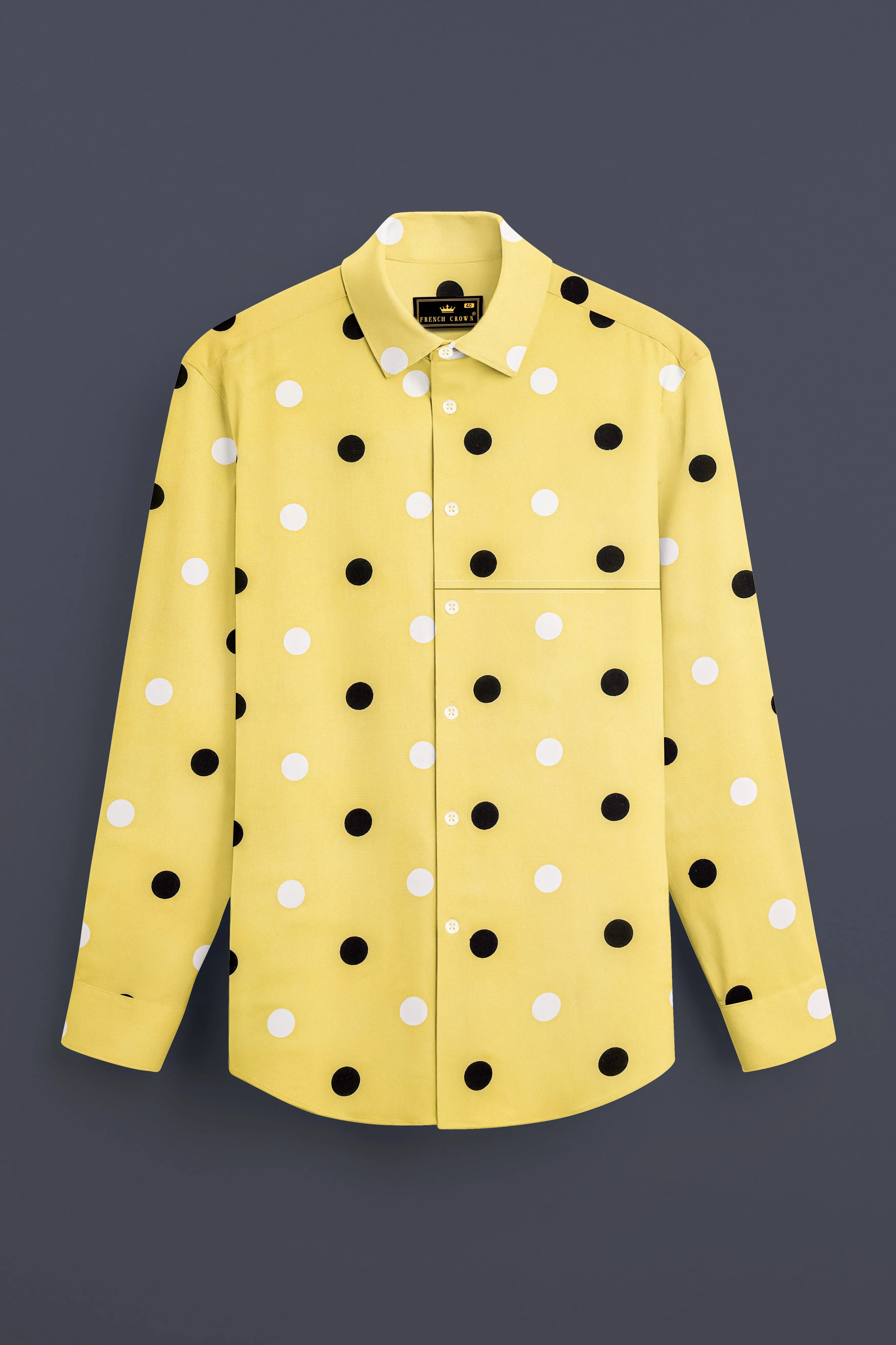 Mellowa-Jasmine Yellow Polka Dots Printed Super Soft Tencel Designer Casual Shirt sold by French Crown product image thumbnail 2