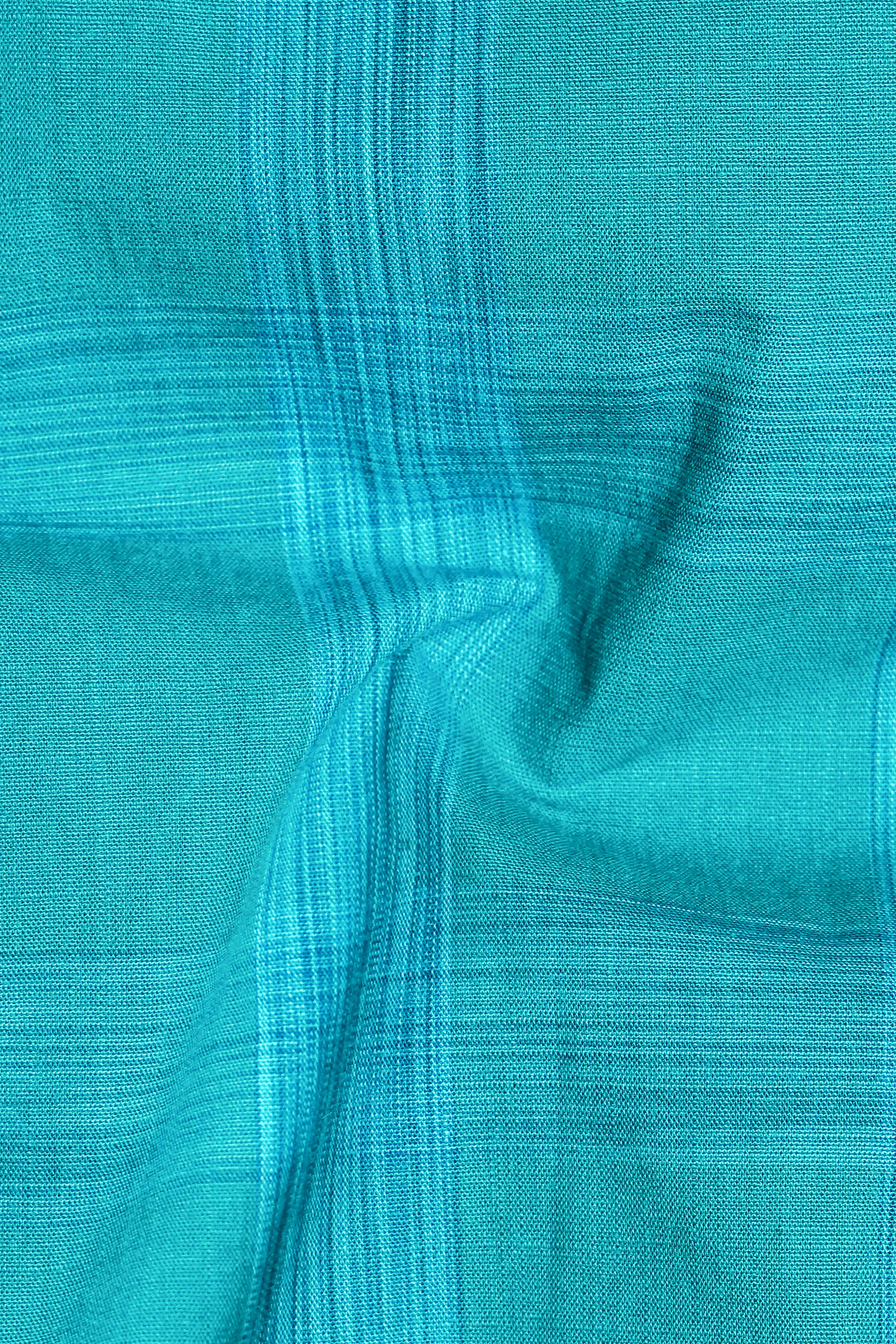 Azlune-Eastern Blue Windrow Chambray Premium Cotton Semi Formal Shirt sold by French Crown product image thumbnail 3