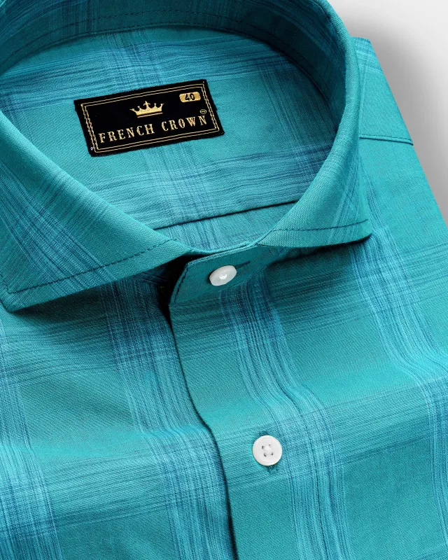 Azlune-Eastern Blue Windrow Chambray Premium Cotton Semi Formal Shirt sold by French Crown