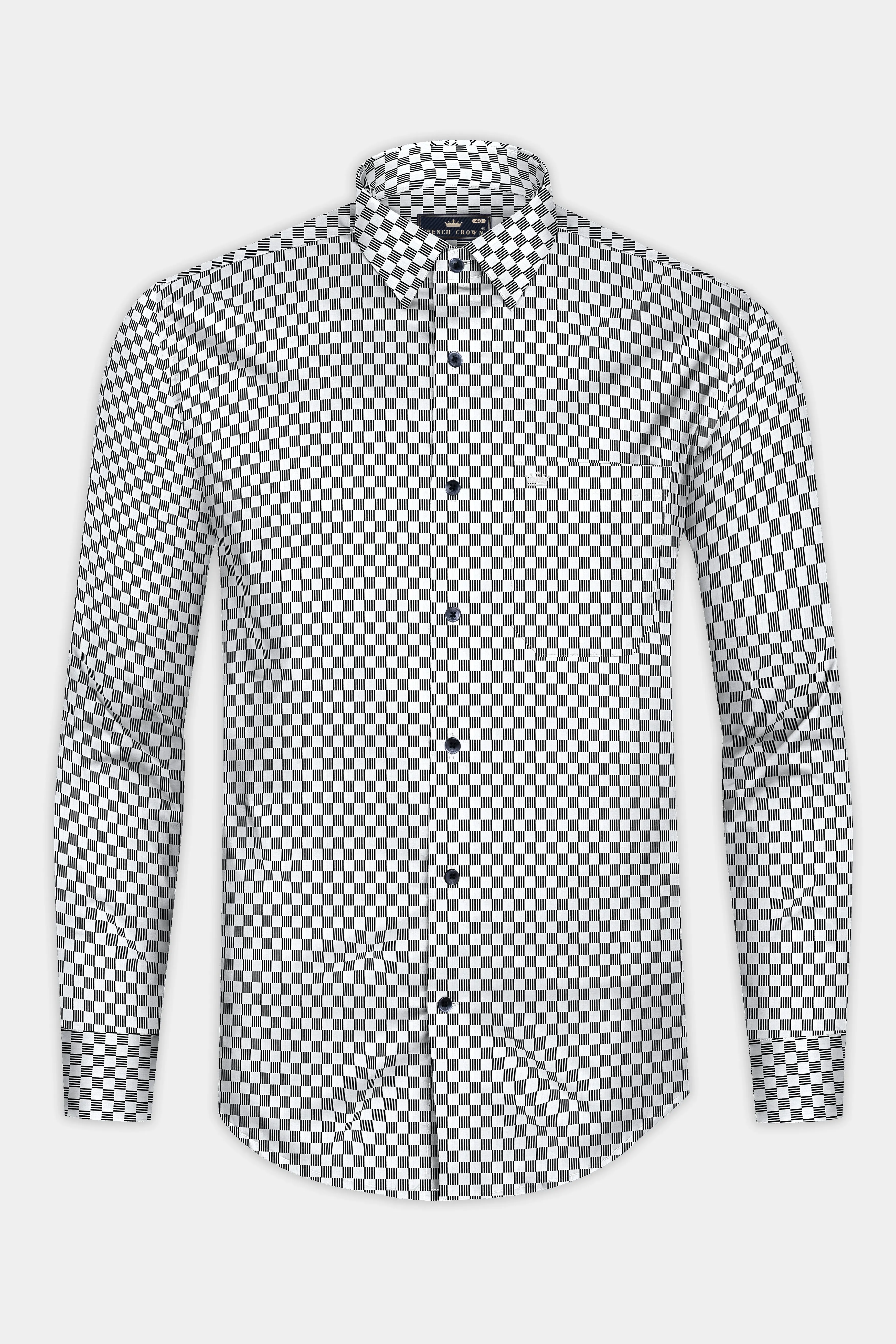 Cinder Black and Bright White Print Super Soft Premium Cotton Shirt sold by French Crown product image thumbnail 4