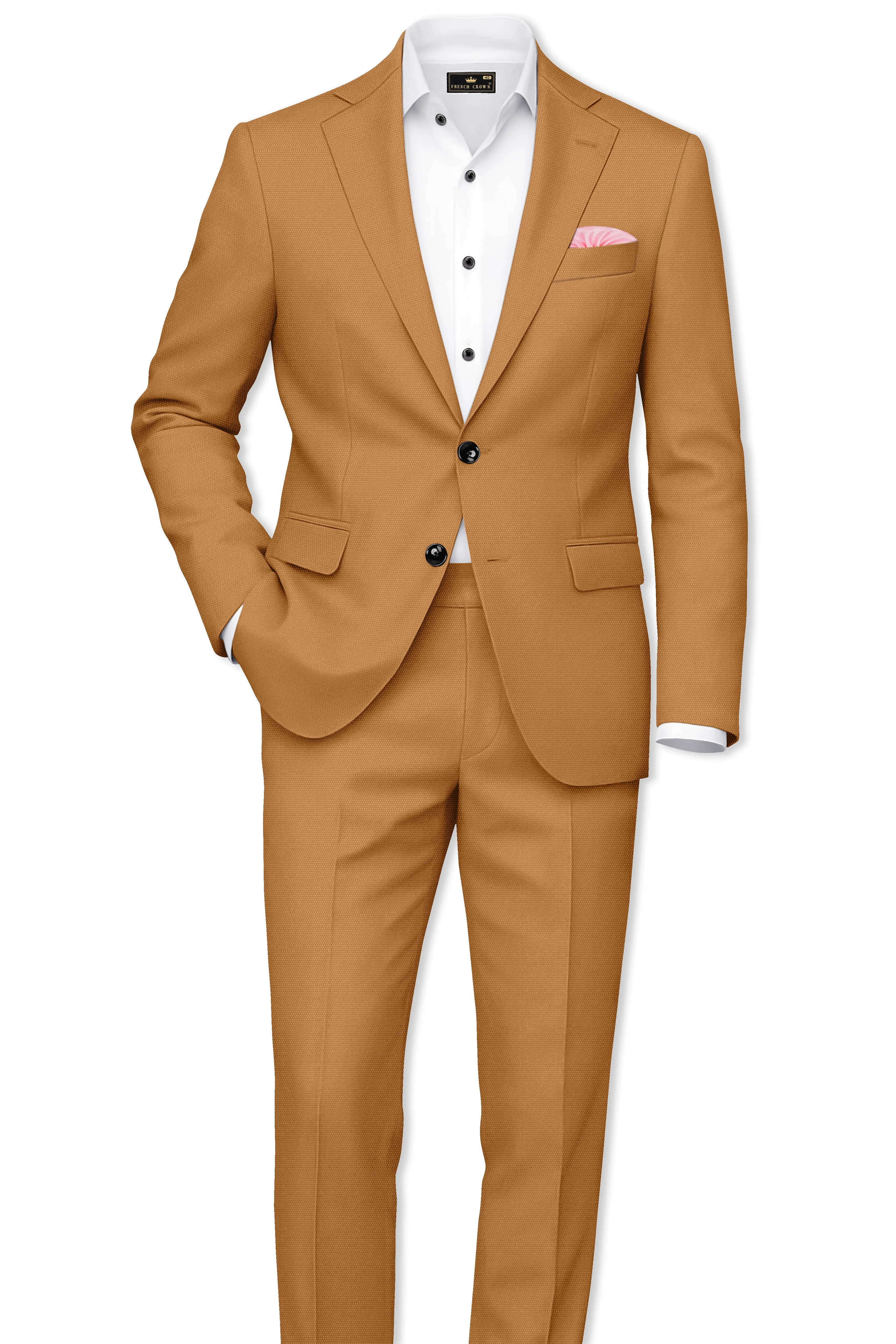 Twine Brown Dobby Textured Single Breasted Suit sold by French Crown product image thumbnail 4