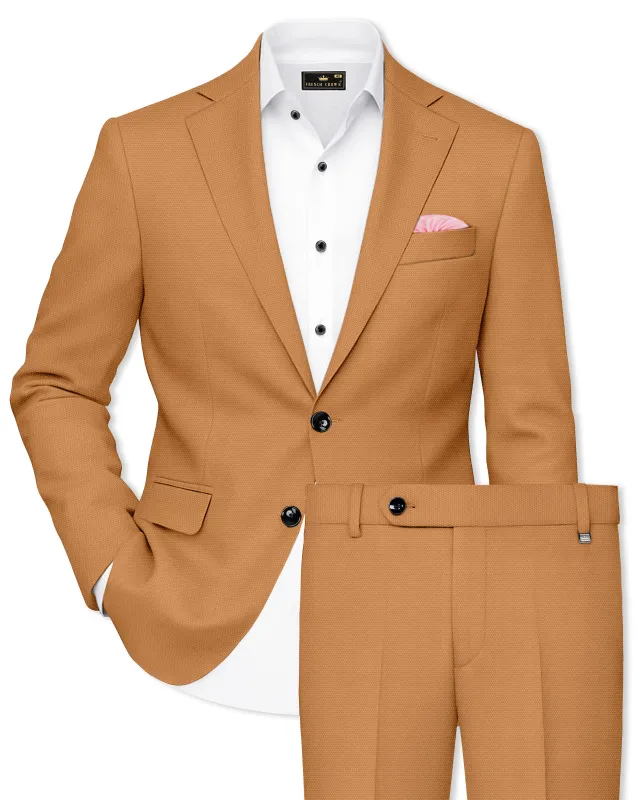 Twine Brown Dobby Textured Single Breasted Suit made by French Crown