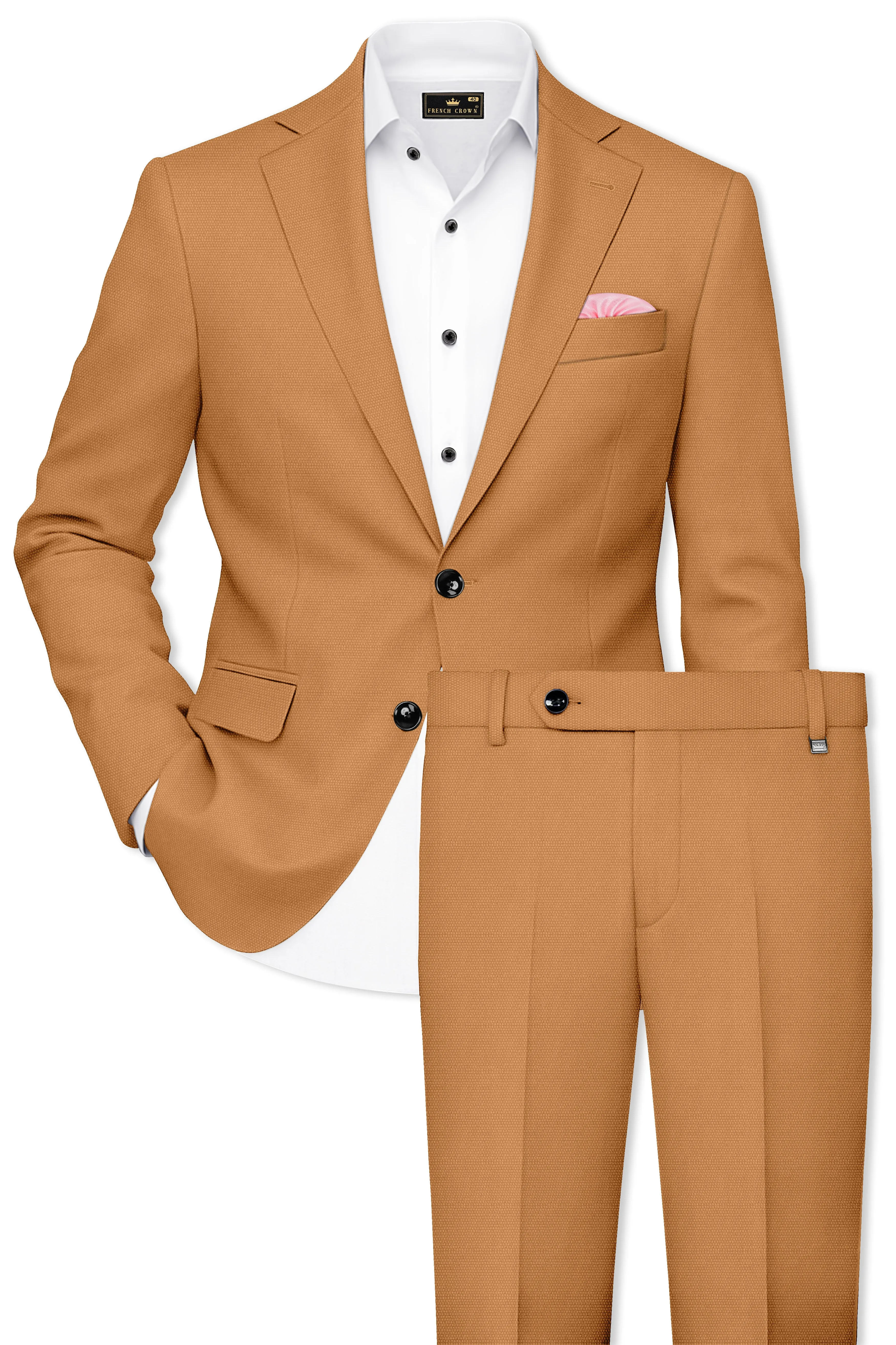 Twine Brown Dobby Textured Single Breasted Suit sold by French Crown product image thumbnail 2