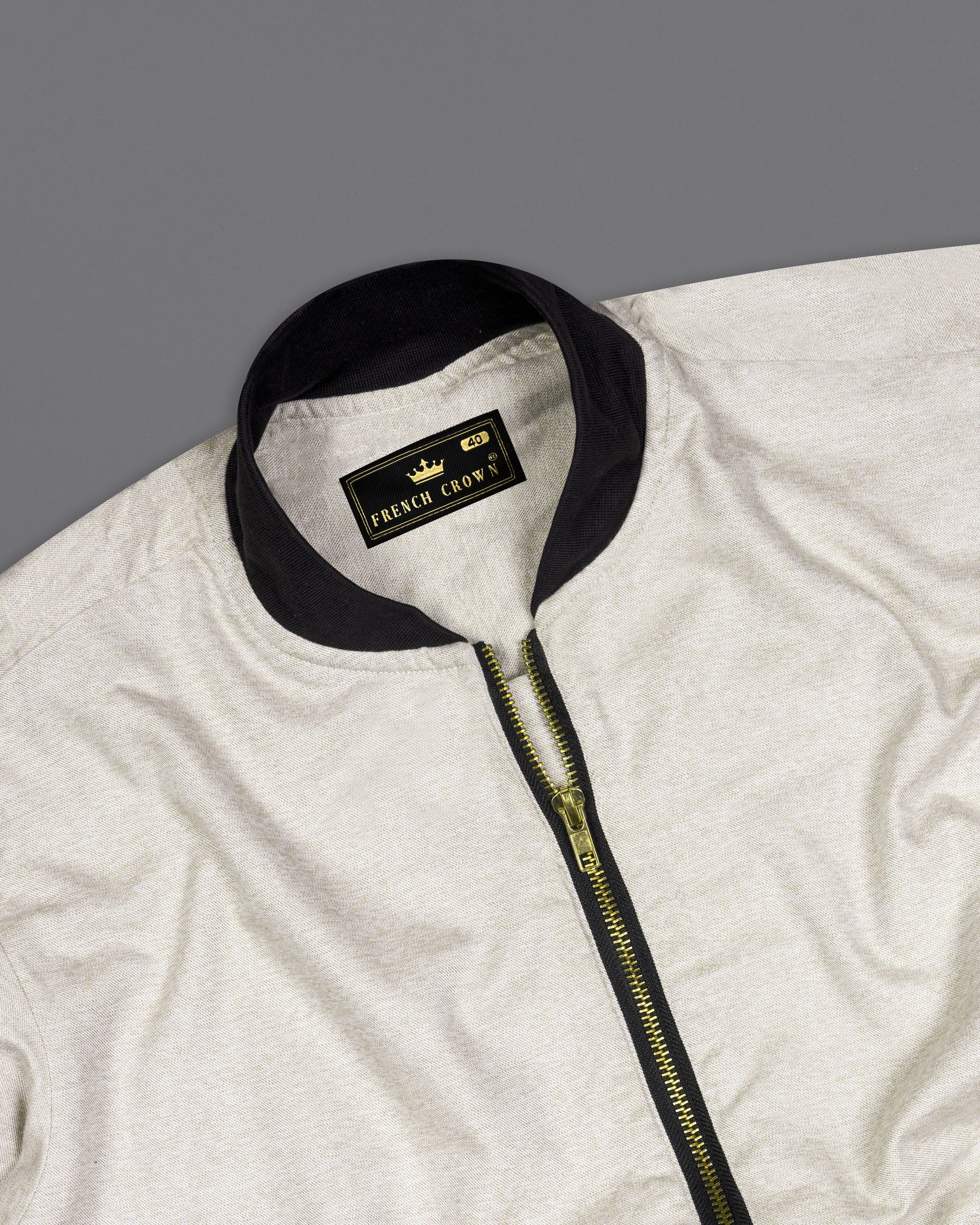 Soft Amber Brown Twill Premium Cotton Bomber Jacket sold by French Crown product image thumbnail 5