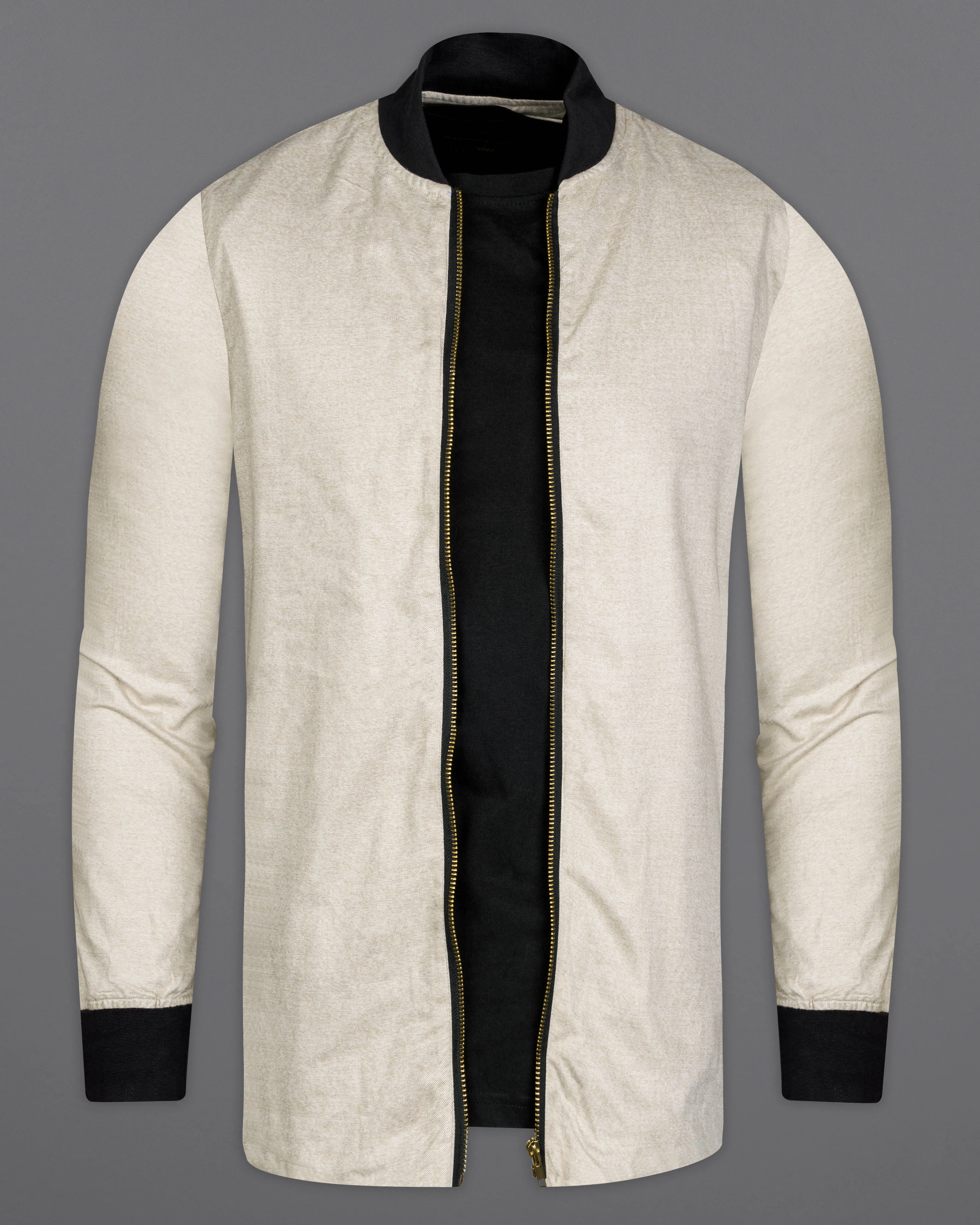 Soft Amber Brown Twill Premium Cotton Bomber Jacket sold by French Crown