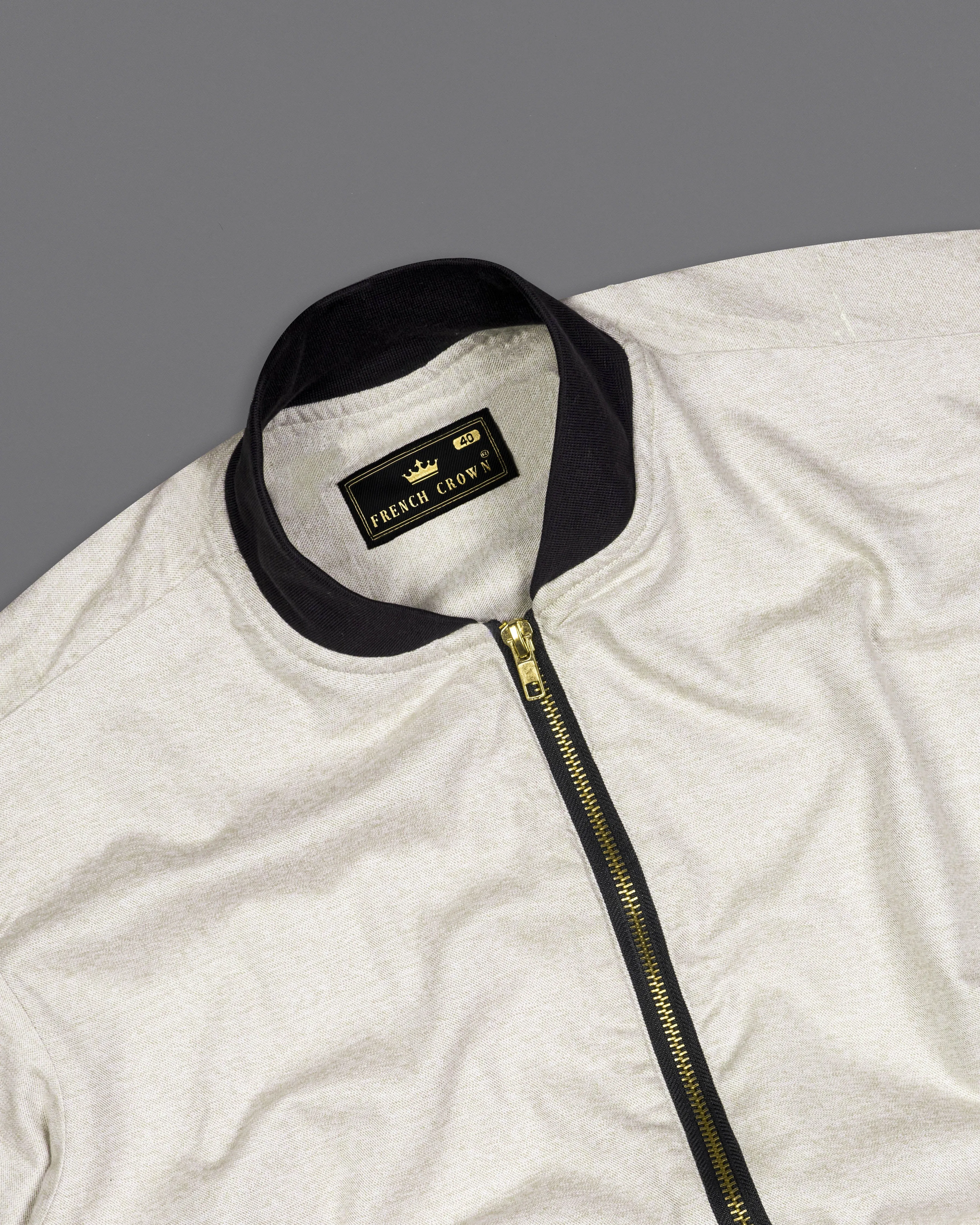 Soft Amber Brown Twill Premium Cotton Bomber Jacket sold by French Crown product image thumbnail 4