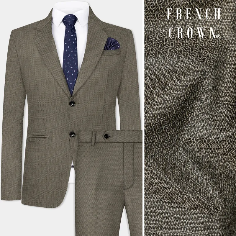 Wenge Brown Dobby Textured wool blend Suit sold by French Crown