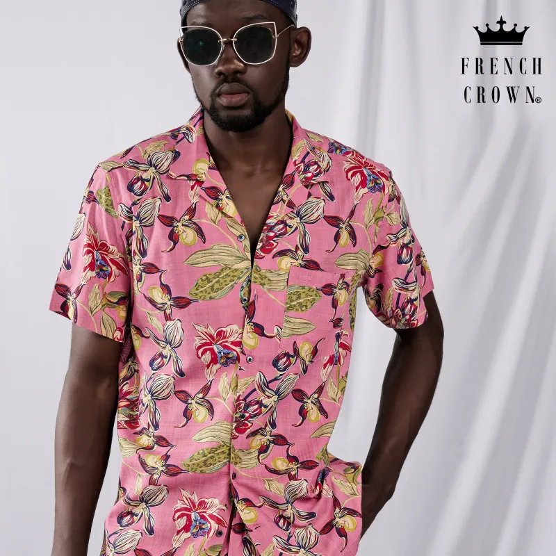 Pale Violet Floral Printed Lightweight Premium Cotton Shirt sold by French Crown
