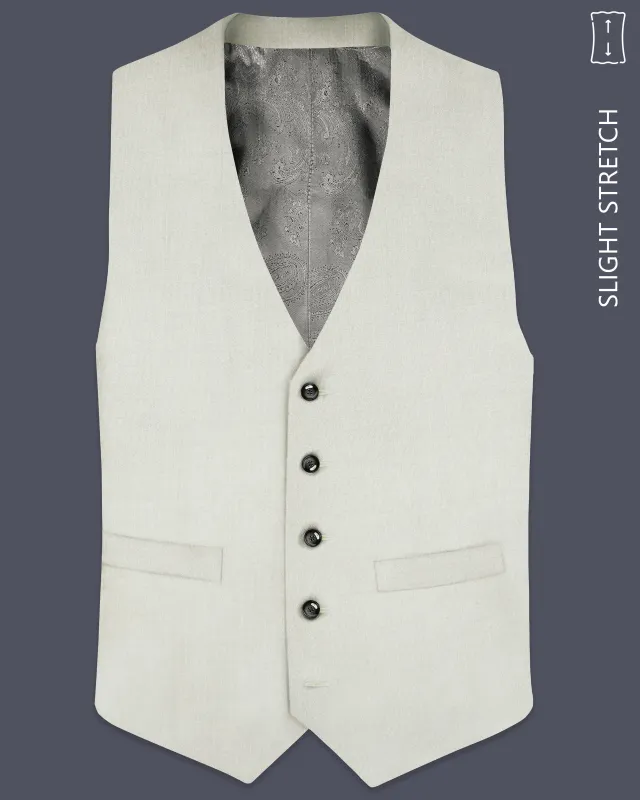 Mist-Swirl Gray Solid Wool Rich Slight Stretch Waistcoat sold by French Crown