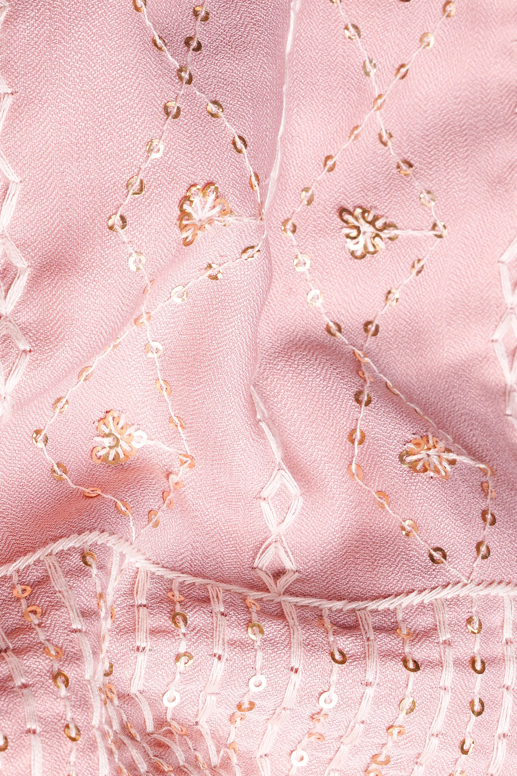 Oyster Pink Embroidered with Sequin Work Viscose Designer Kurta sold by French Crown product image thumbnail 3