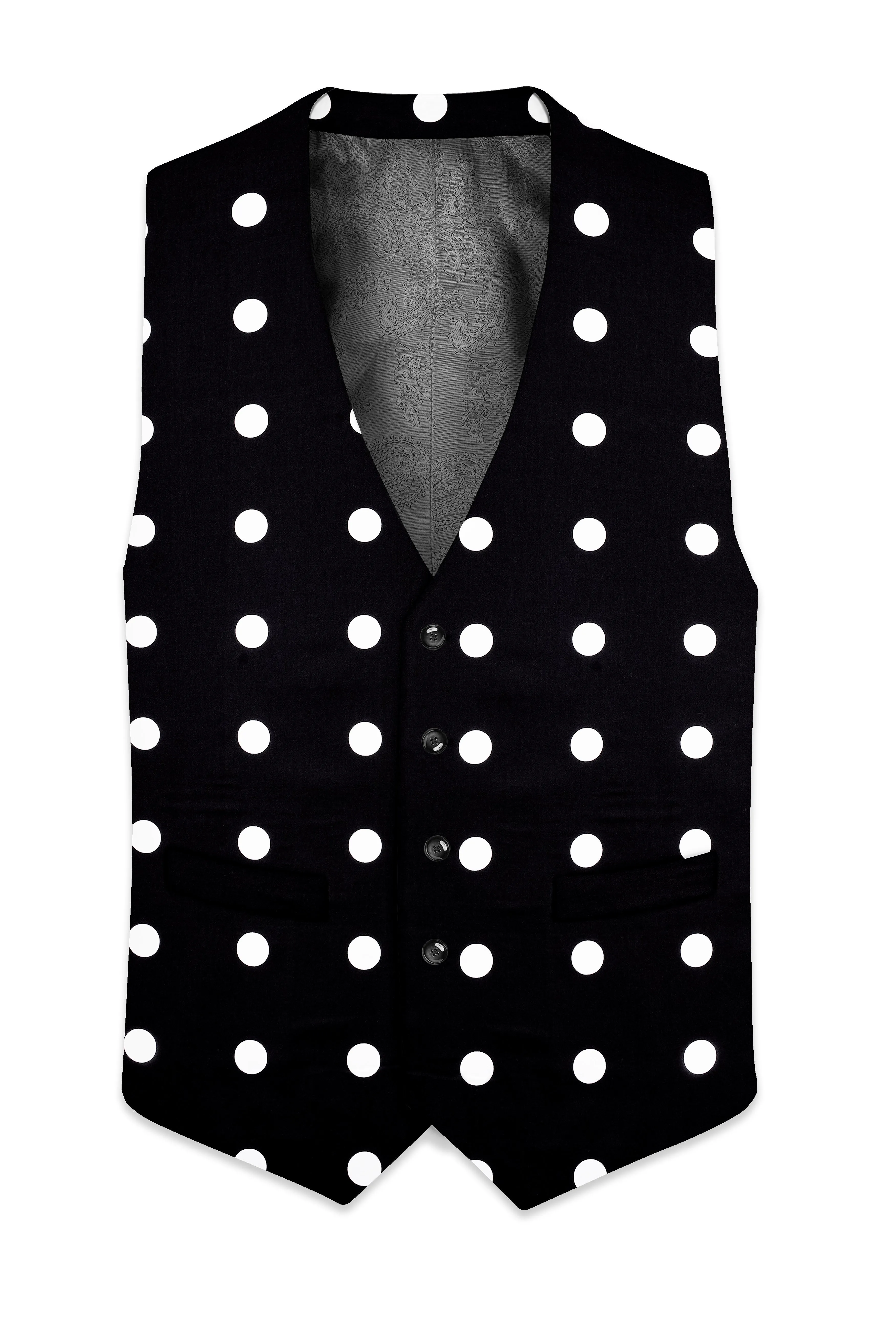 Black Polka Dots Cotton Waistcoat sold by French Crown product image thumbnail 2