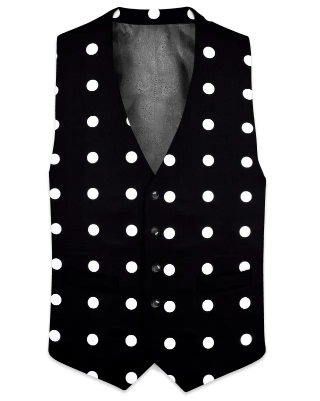 Black Polka Dots Cotton Waistcoat sold by French Crown