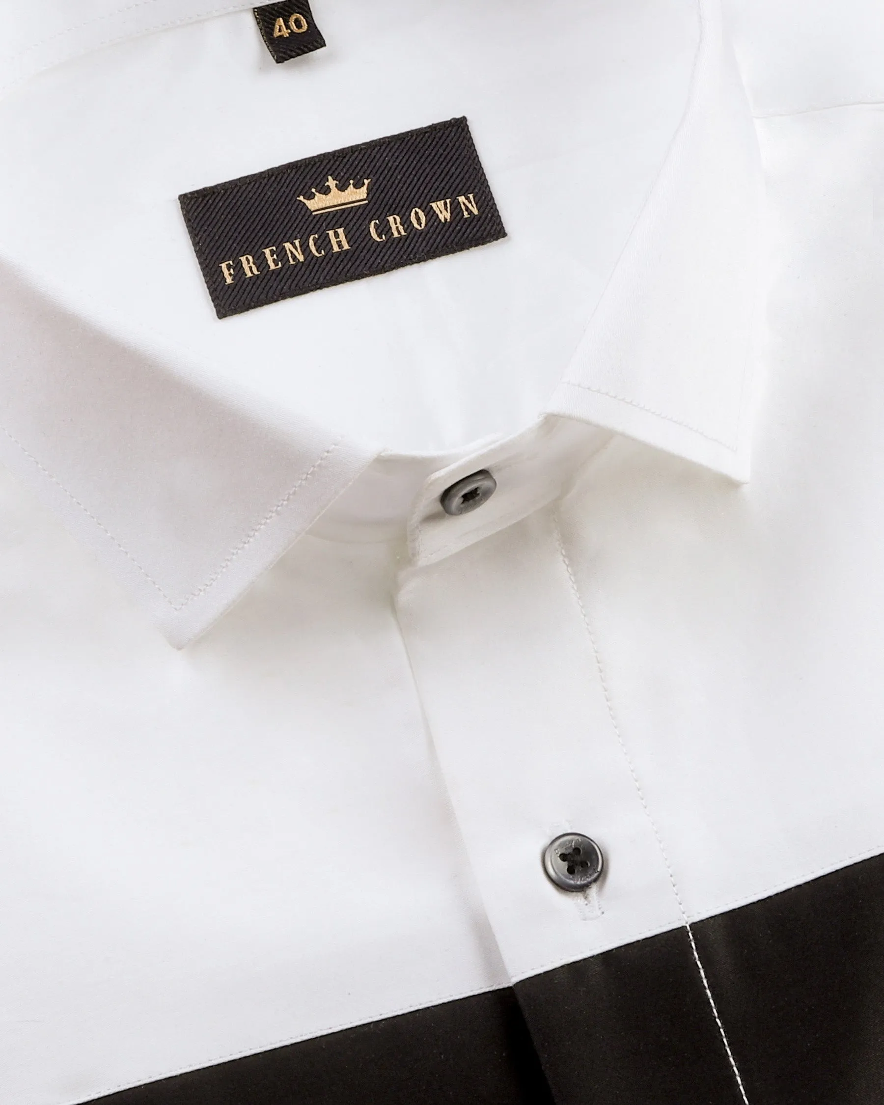 Bright White Subtle Sheen Tringle Block Patterned Chest Super Soft Giza Cotton Shirt sold by French Crown product image thumbnail 3