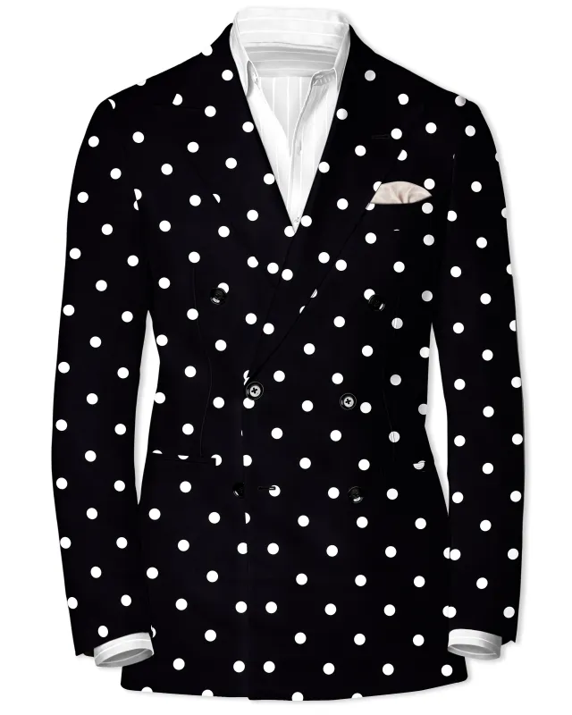 Jade Black Polka Print Double Breasted Blazer sold by French Crown