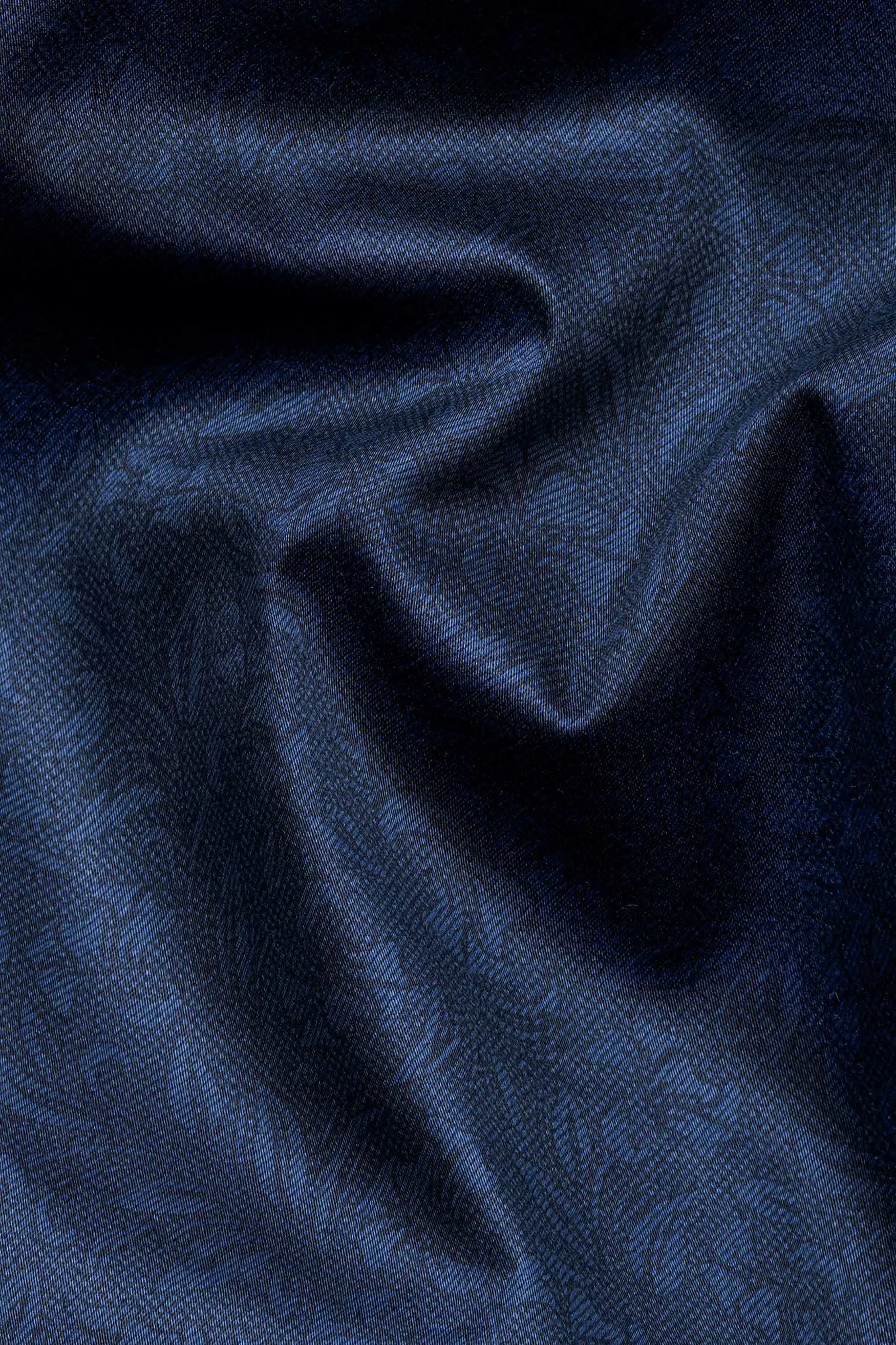 Prussian Blue Subtle Printed Super Soft Premium Cotton Shirt sold by French Crown product image thumbnail 2