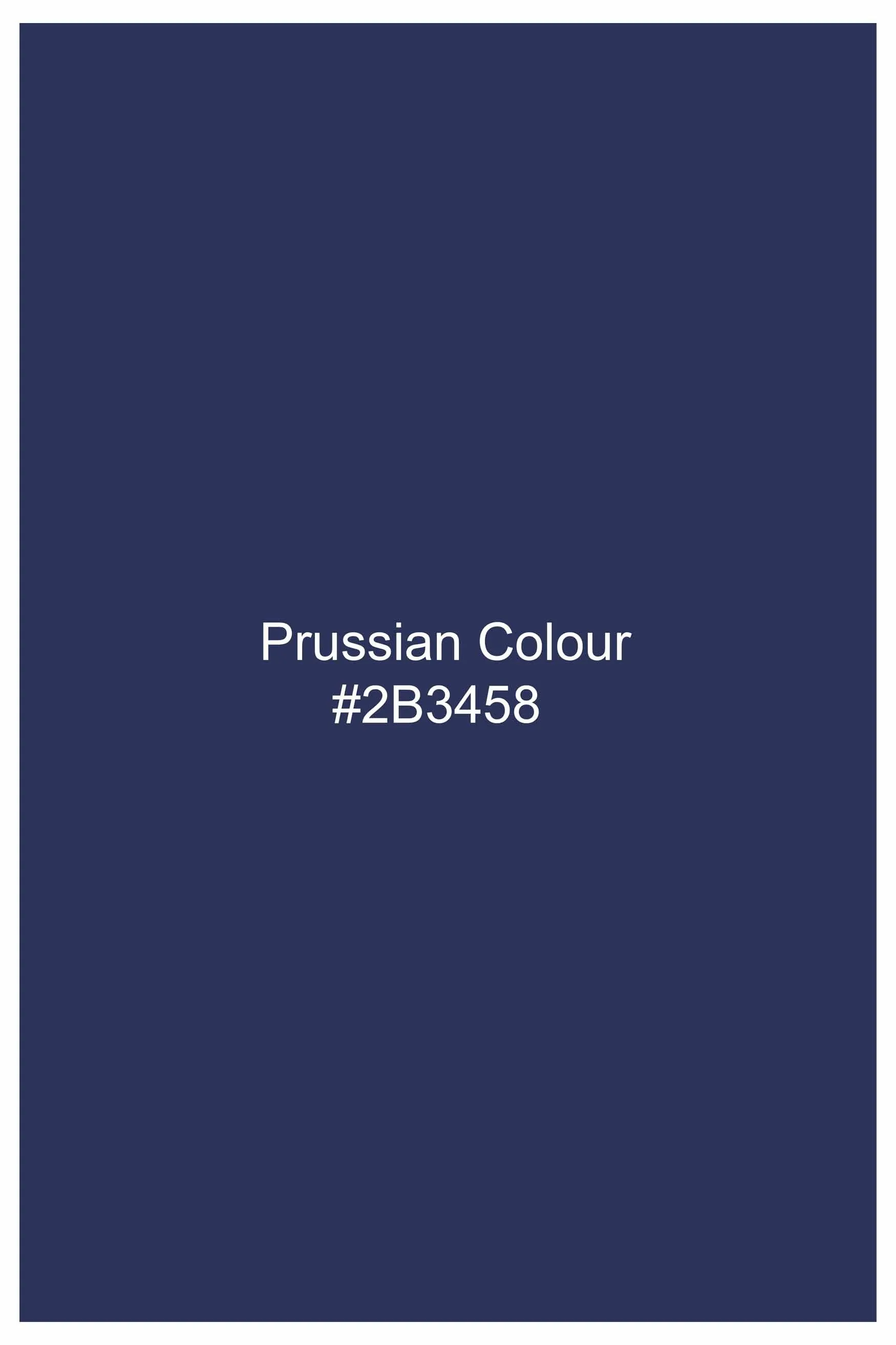 Prussian Blue Subtle Printed Super Soft Premium Cotton Shirt sold by French Crown product image thumbnail 5