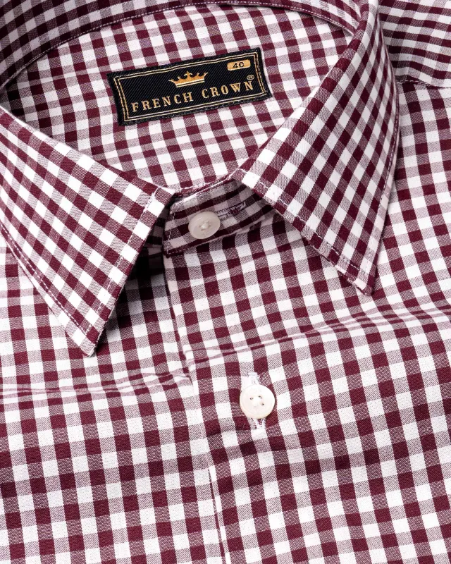 Persian Plum with Alabaster White Checkered Premium Cotton Shirt sold by French Crown