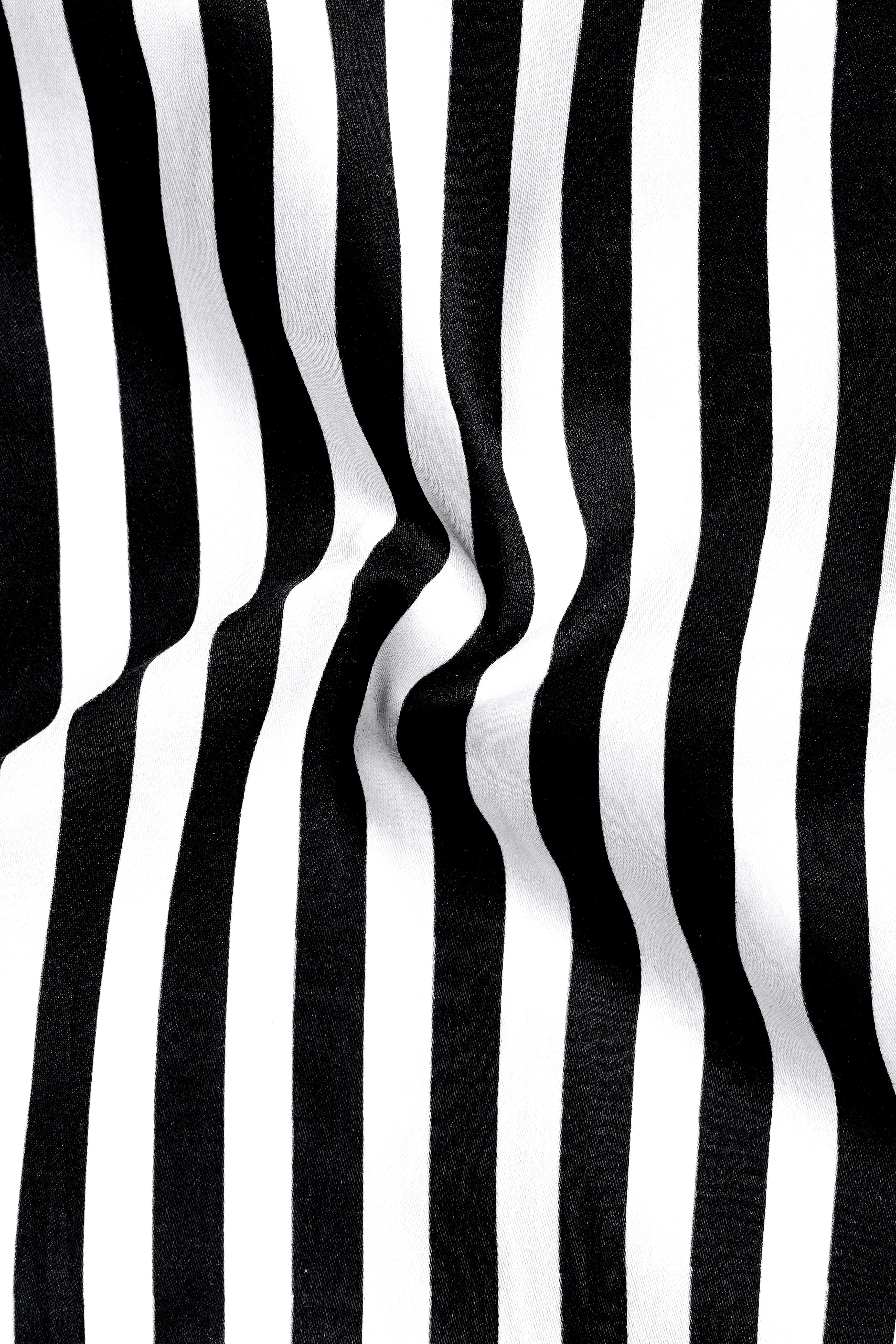 Jade Black And Bright White Stripes White Cuffs and Collar Subtle Sheen Super Soft Premium Cotton Designer Shirt sold by French Crown product image thumbnail 3