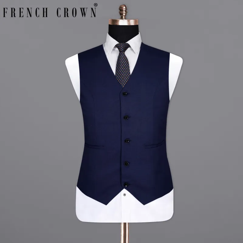 Royal Blue Wool Rich Waistcoat sold by French Crown