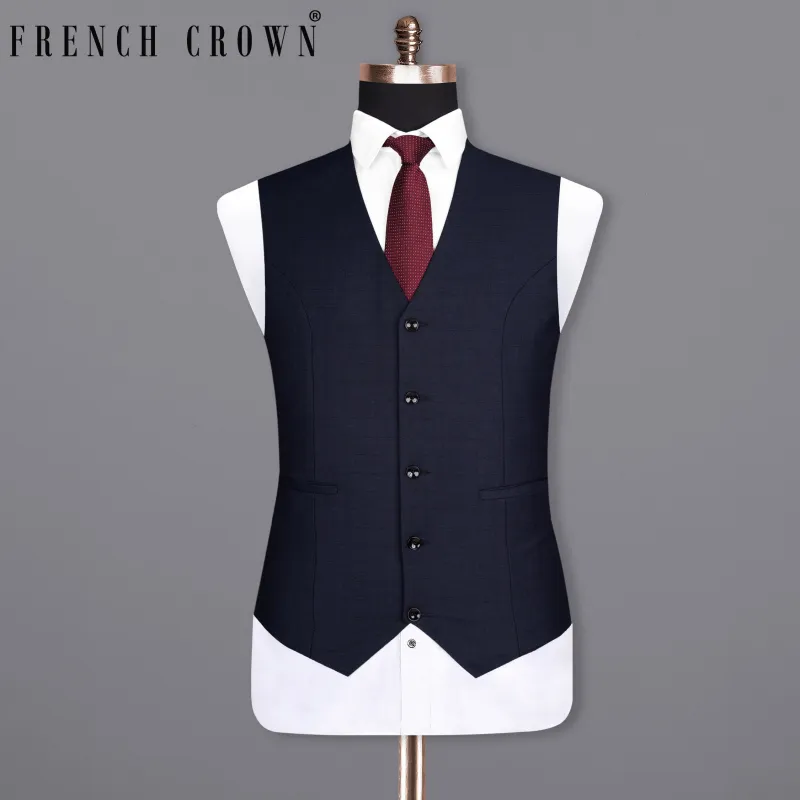 Mirage Blue Super fine Subtle Plaid Woolrich Waistcoat sold by French Crown