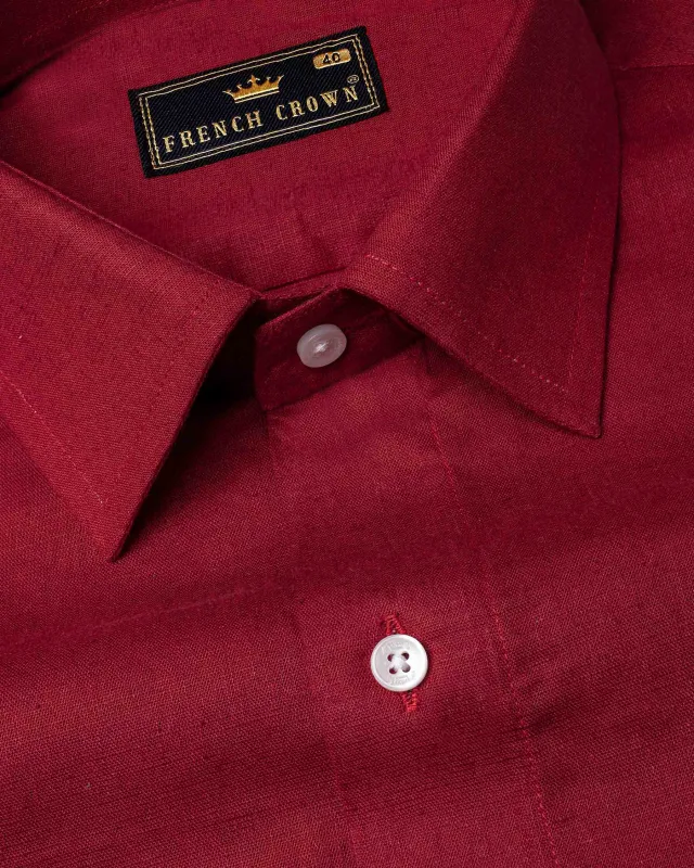 Stiletto Red Luxurious Linen Shirt made by French Crown
