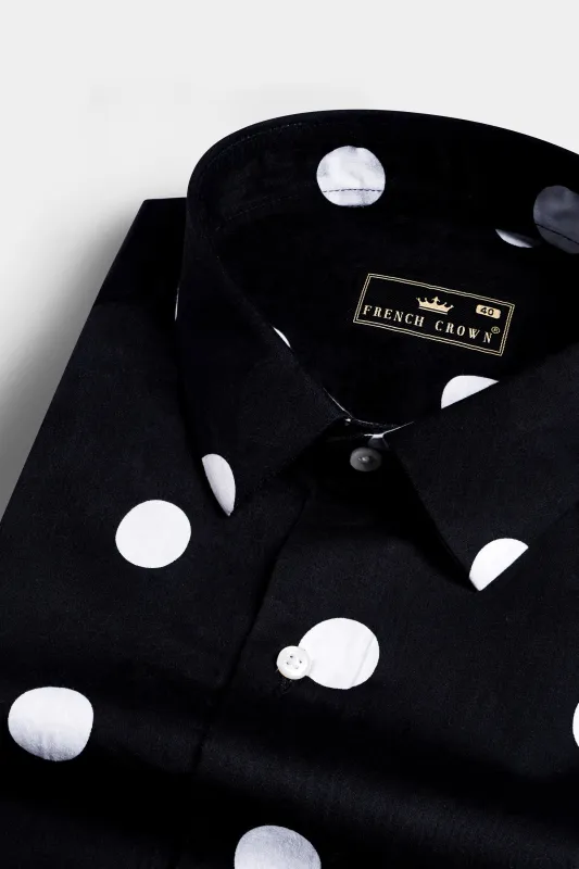 Jade Black and White Polka Dots Premium Cotton Shirt sold by French Crown