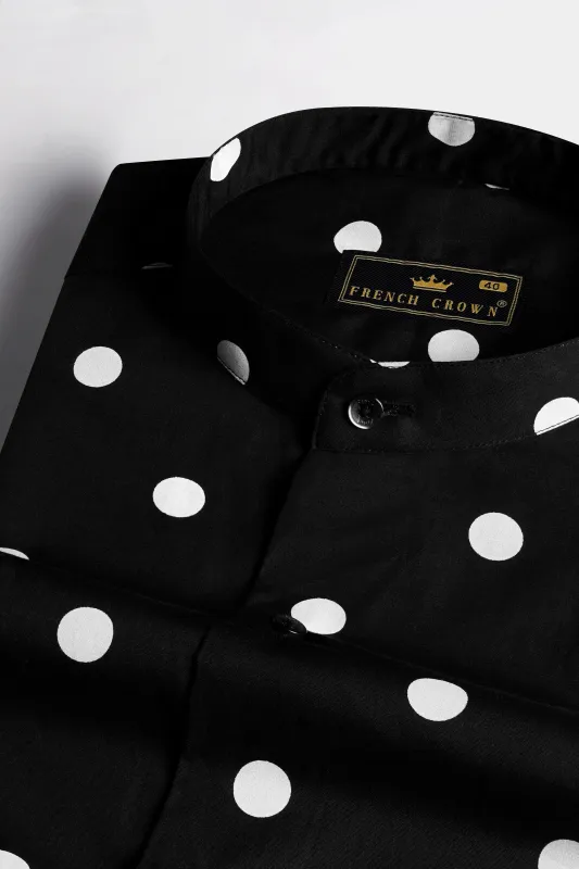 Jade Black and White Polka Dots Premium Cotton Shirt sold by French Crown