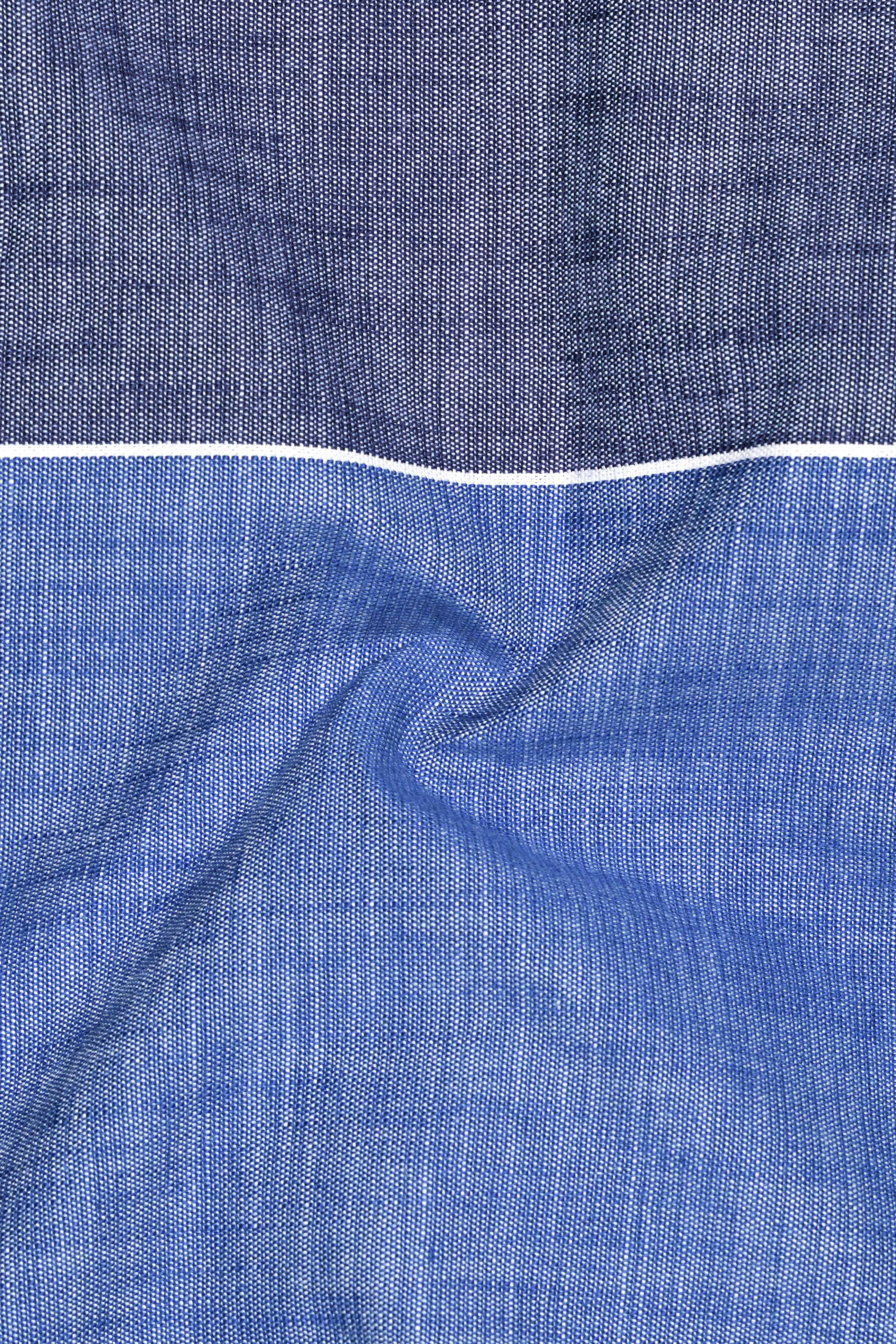 Vintrex-Comet Blue And Marino Striped Denim Premium Cotton Casual Shirt sold by French Crown product image thumbnail 3