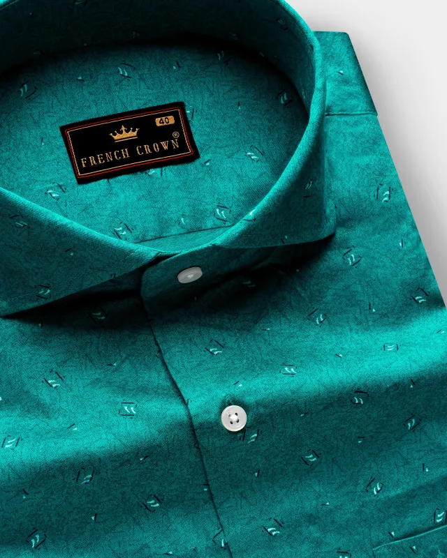 Verique-Surfie Green Printed Subtle Sheen Super Soft Premium Cotton Semi Formal Shirt sold by French Crown