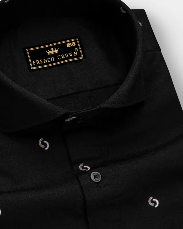 Velnoir-Jade Black Jacquard Textured Premium Cotton Dress Shirt sold by French Crown