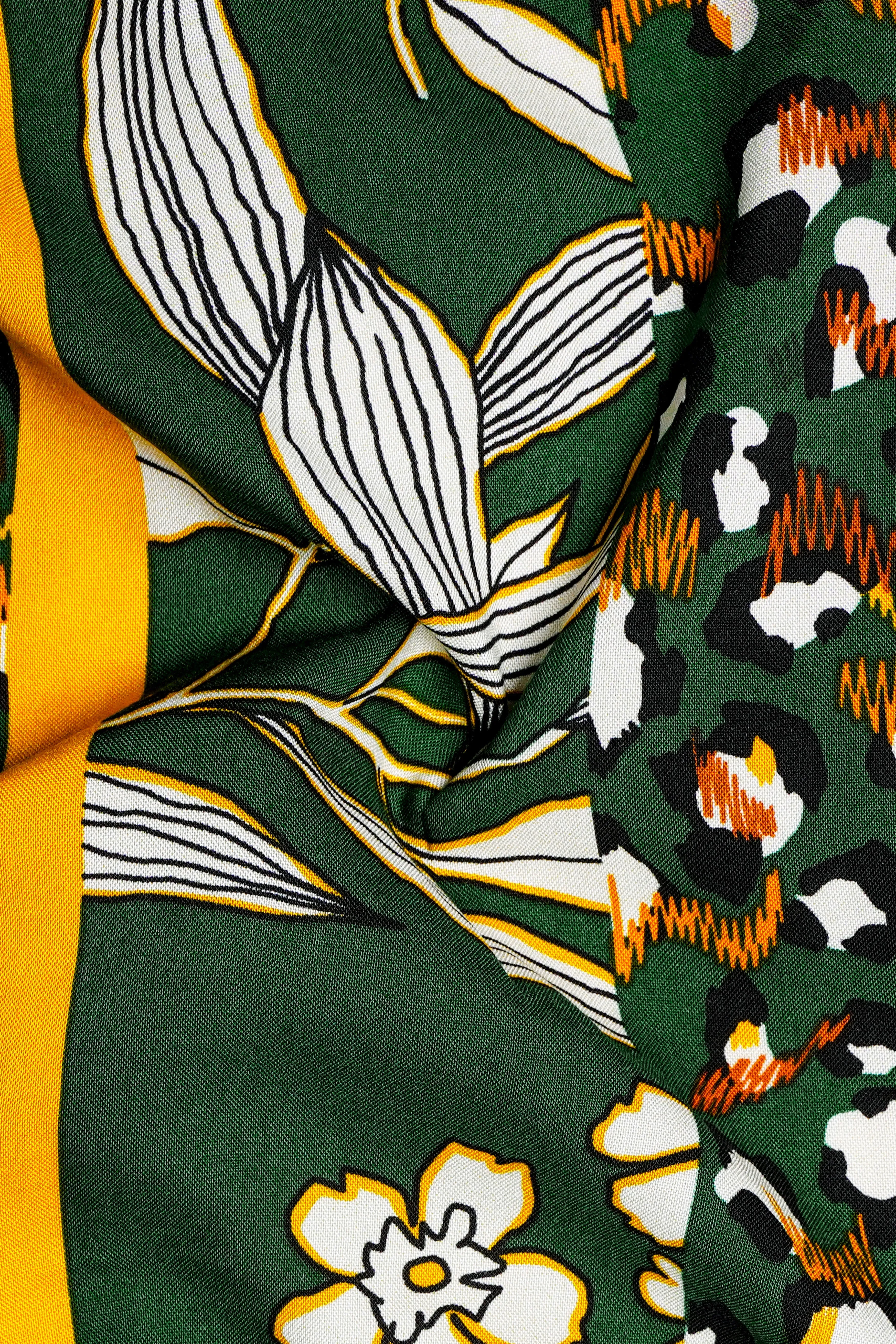 Leaforo-Rangitoto Green And Squash Yellow Floral Printed Super Soft Tencel Casual Shirt sold by French Crown product image thumbnail 3