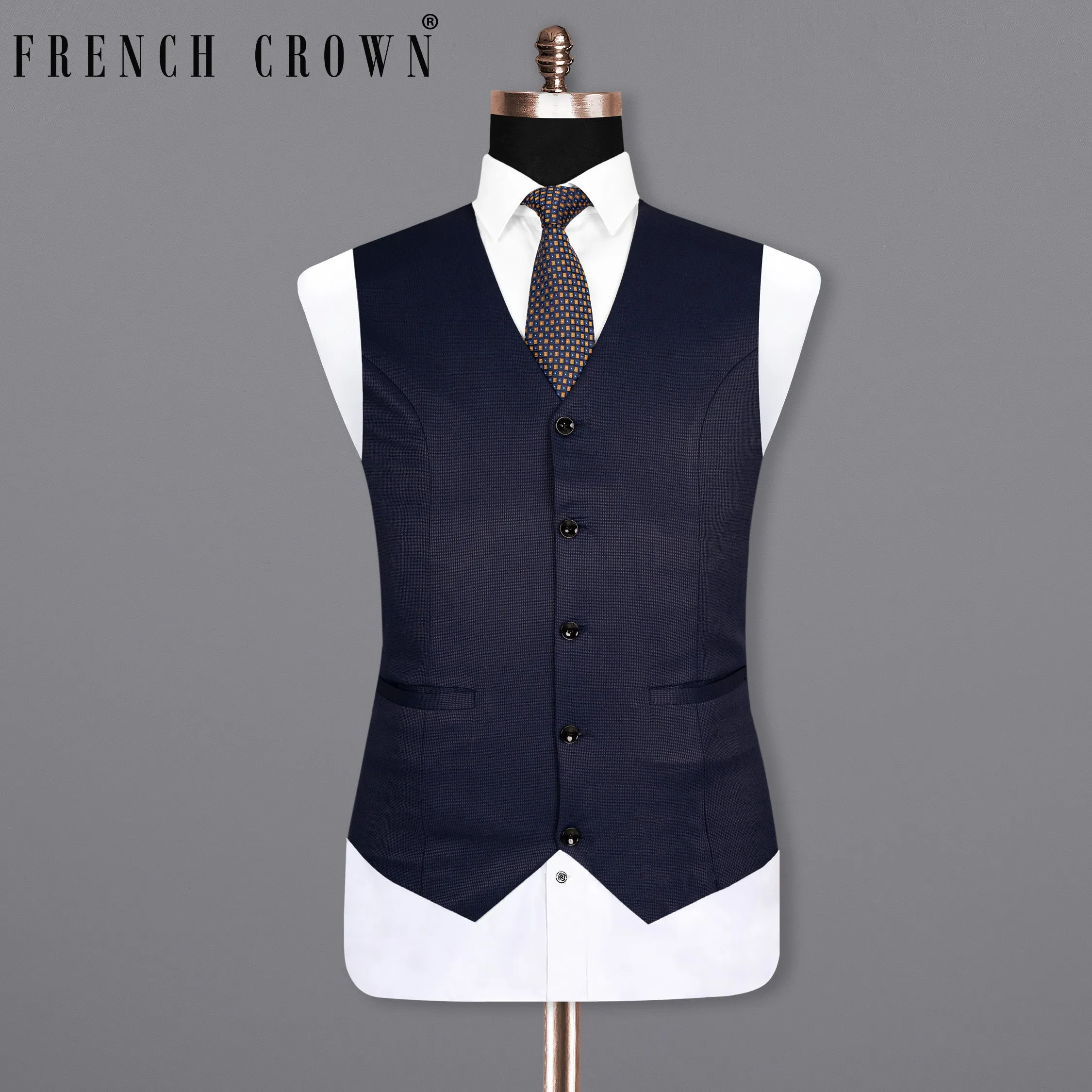 Charade Blue Premium Cotton Waistcoat sold by French Crown