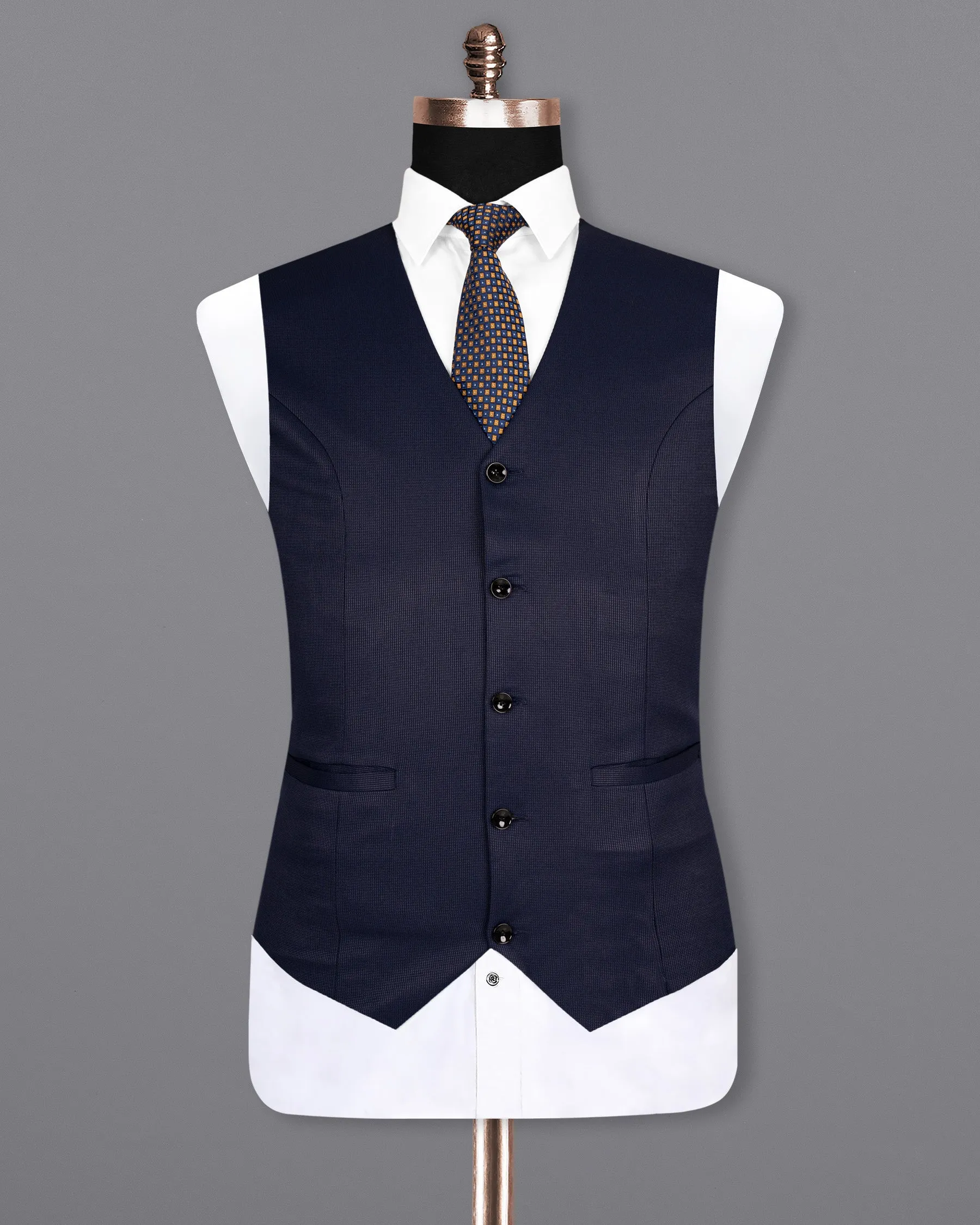 Charade Blue Premium Cotton Waistcoat sold by French Crown product image thumbnail 2