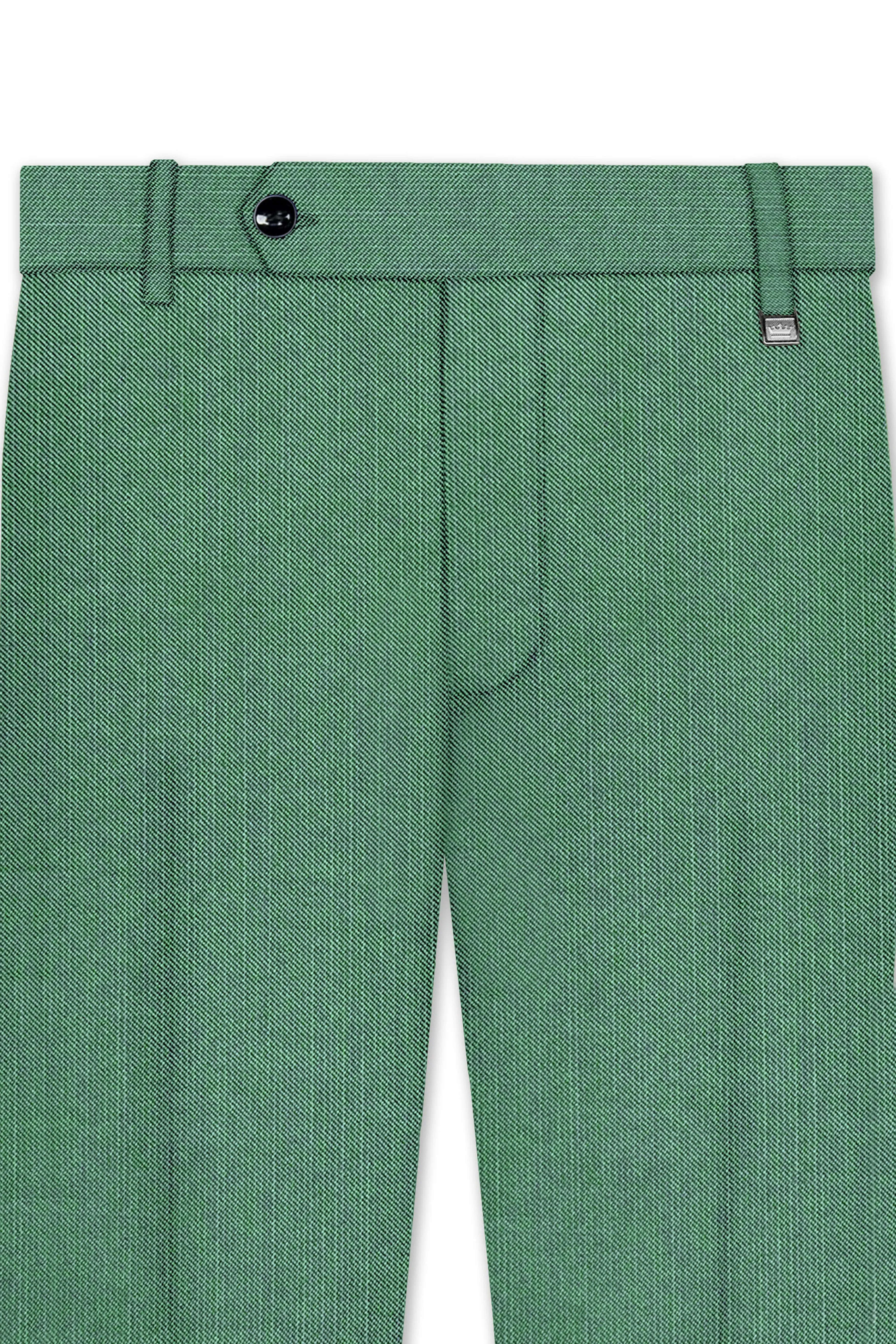Viridian Green Solid Wool Rich Slight Stretch Waistband Pant sold by French Crown product image thumbnail 4