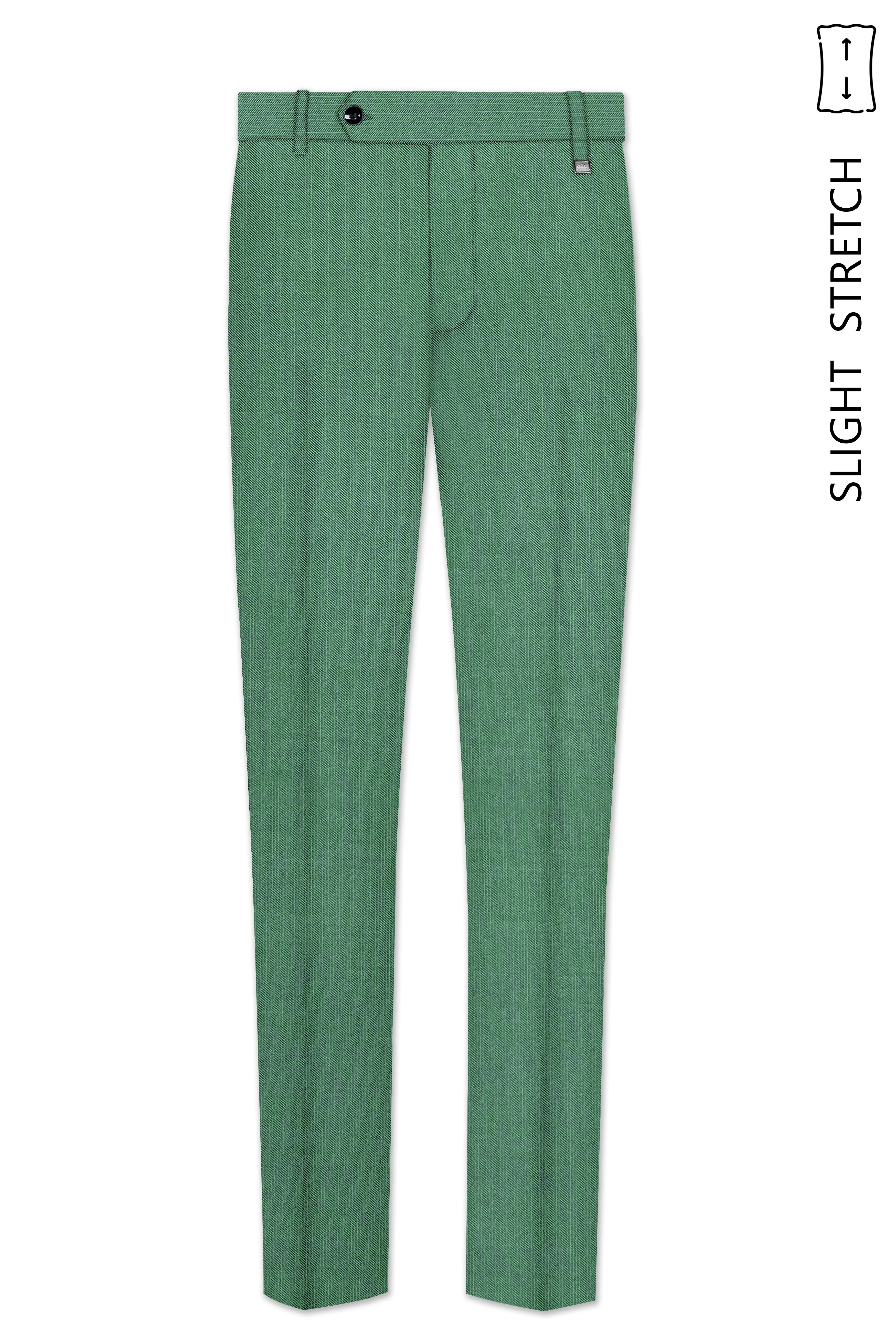 Viridian Green Solid Wool Rich Slight Stretch Waistband Pant sold by French Crown product image thumbnail 2