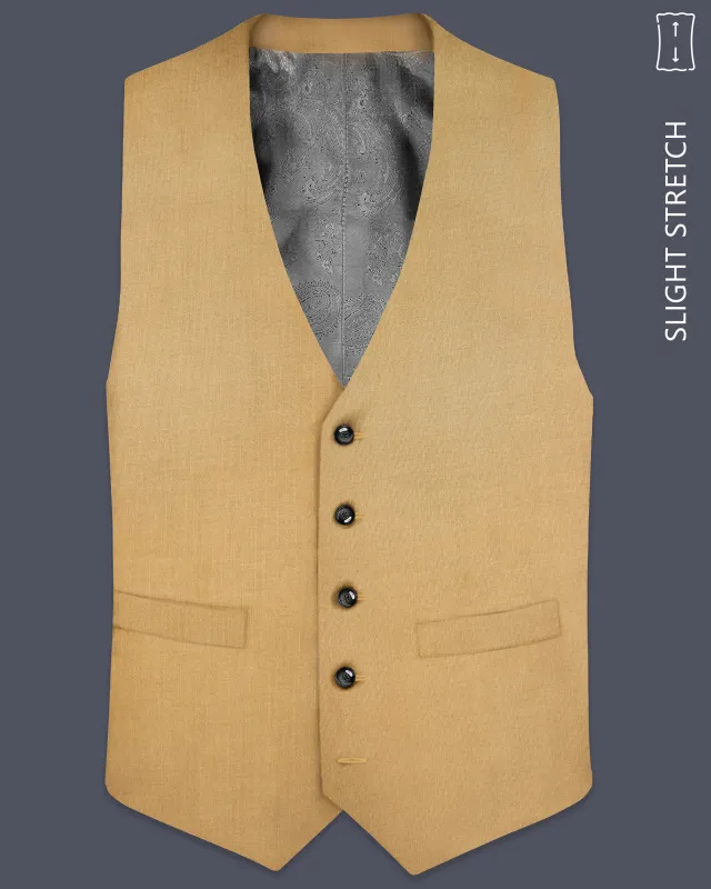 Sepia-Twine Brown Solid Wool Rich Slight Stretch Waistcoat sold by French Crown