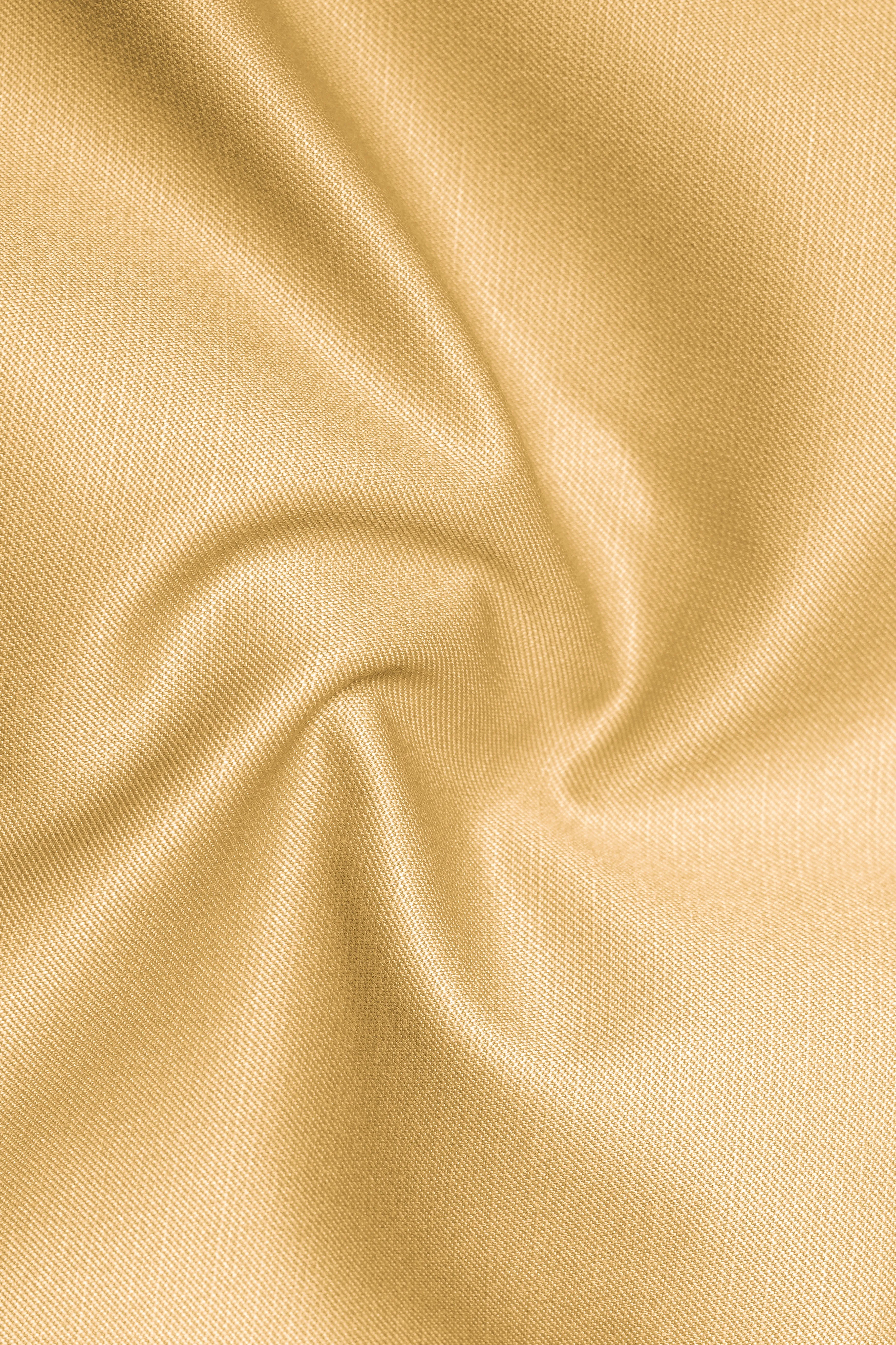 Saffron-Harvest Yellow Solid Wool Rich Double Breasted Slight Stretch Blazer sold by French Crown product image thumbnail 3