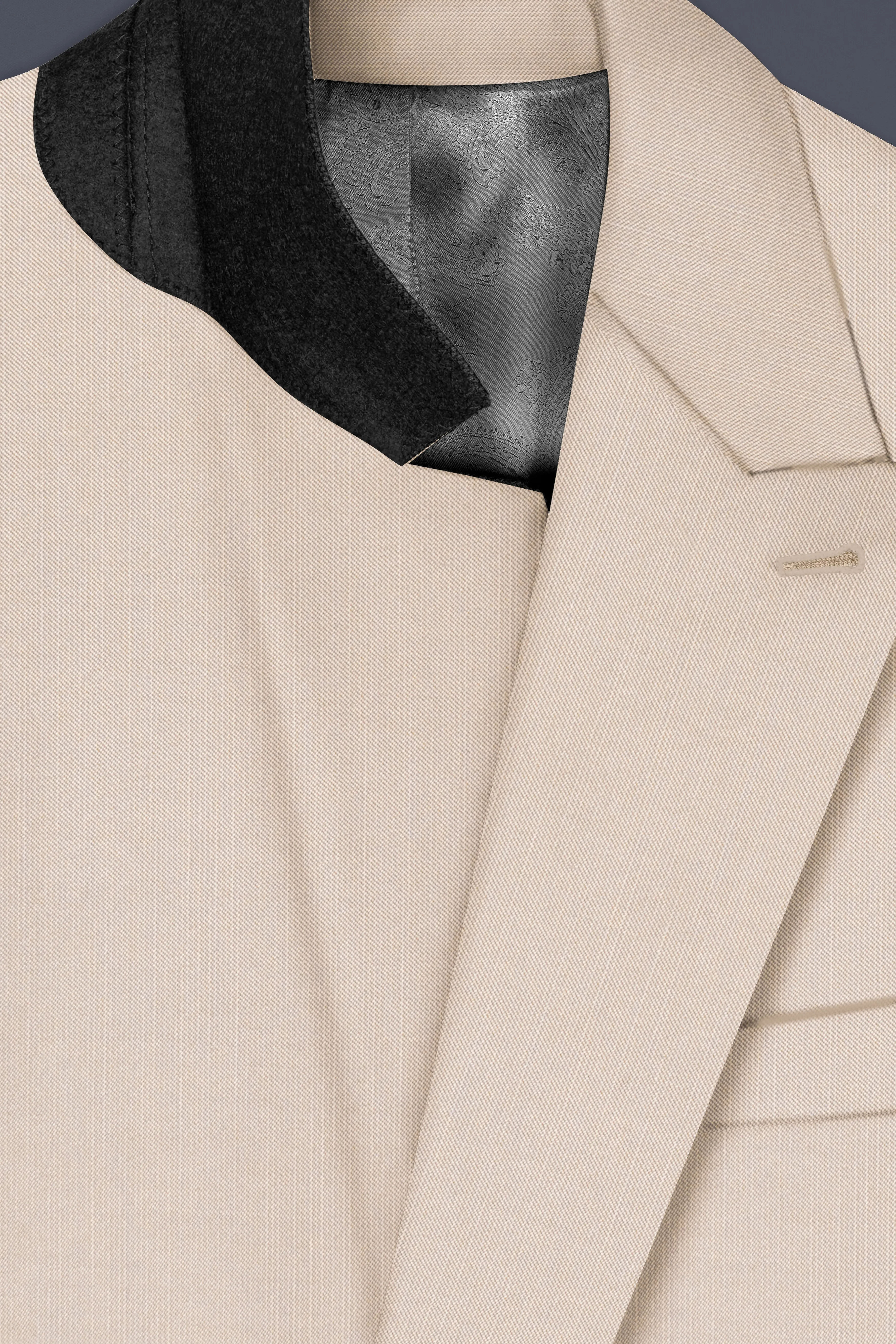 Velivon-Bizarre Cream Solid Wool Rich Double Breasted Slight Stretch Blazer sold by French Crown product image thumbnail 5