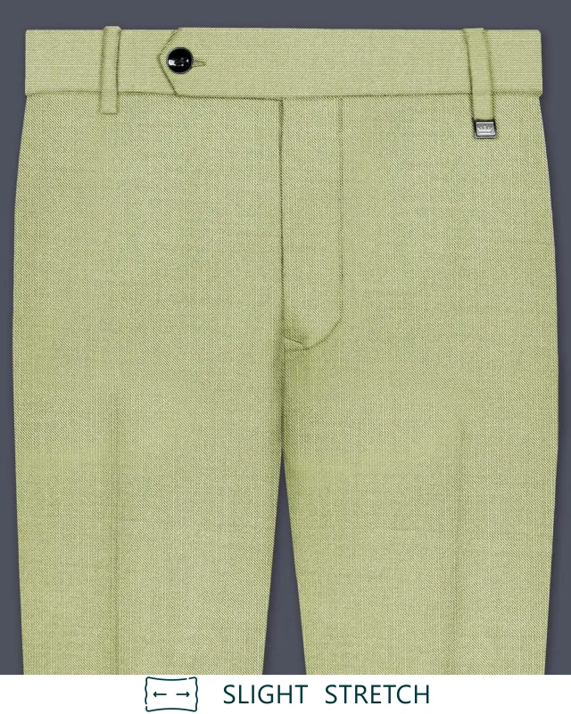 Marsh-Swamp Green Solid Wool Rich Slight Stretch Waistband Pant sold by French Crown