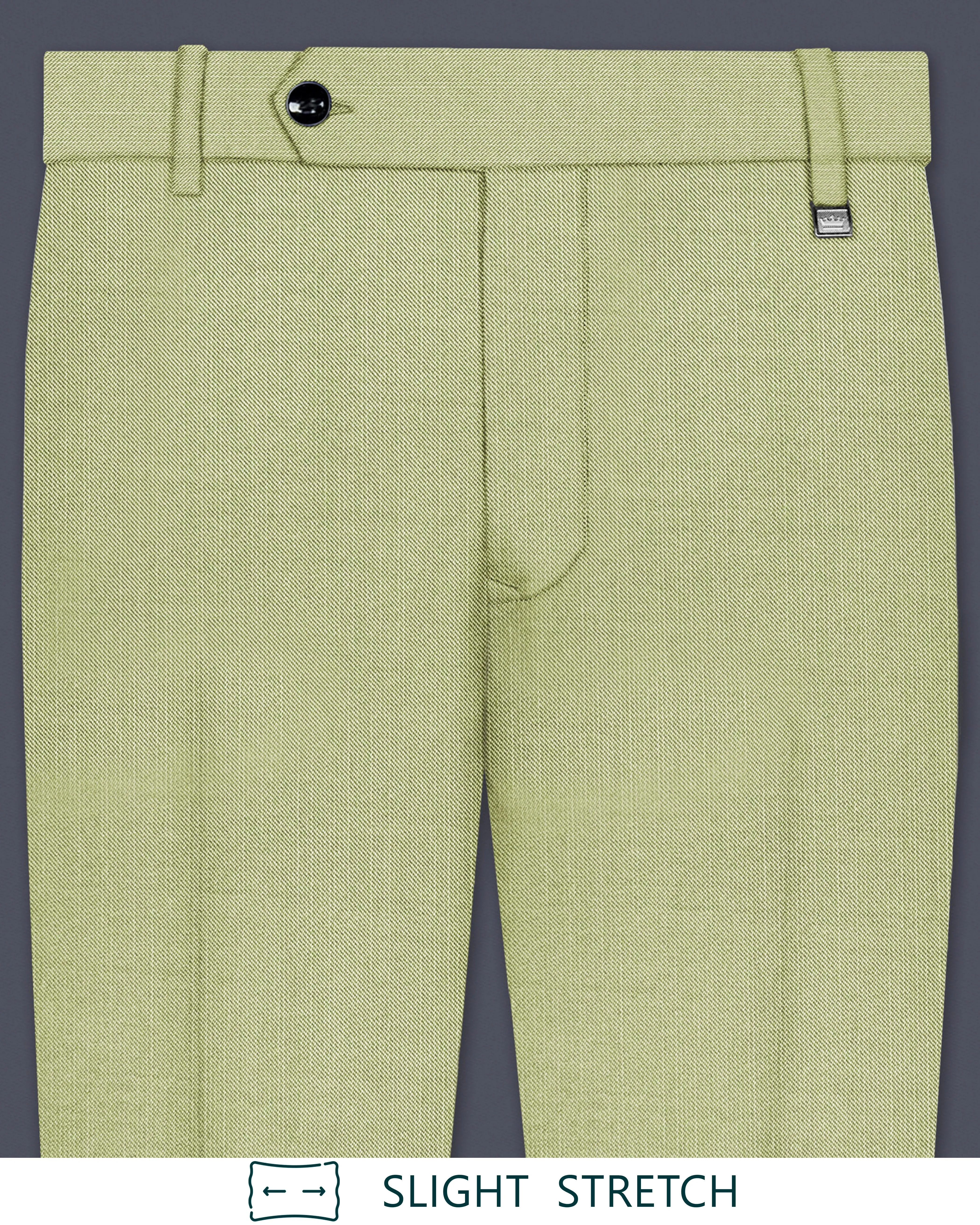 Marsh-Swamp Green Solid Wool Rich Slight Stretch Waistband Pant sold by French Crown